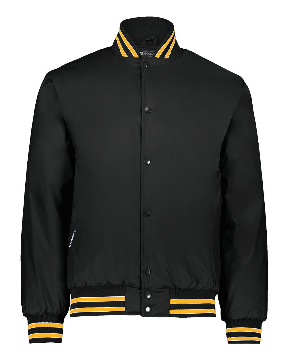Front View of Black/ Light Gold/ White Heritage Jacket - 229140 plain