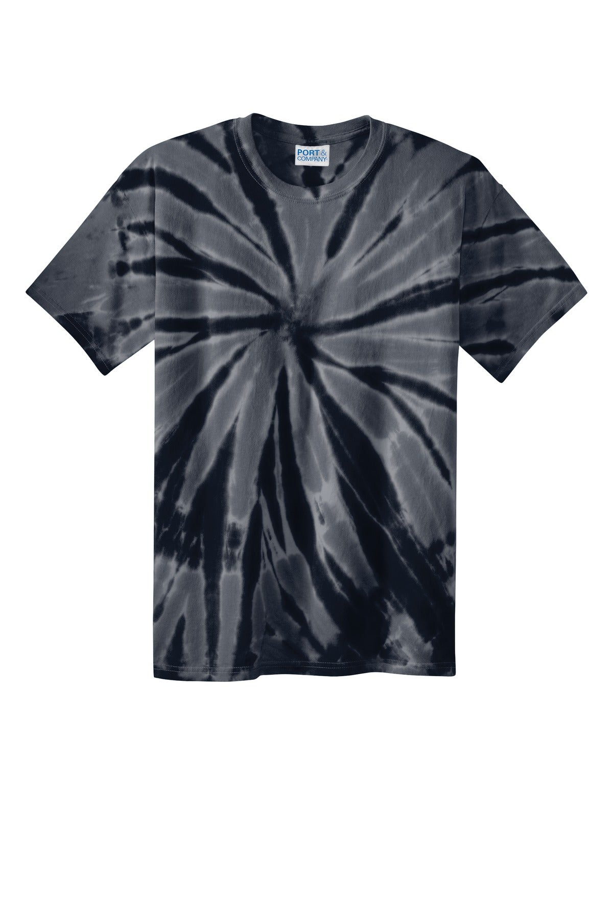 Front View of Black Port & Co Tie-Dye Tee. PC147