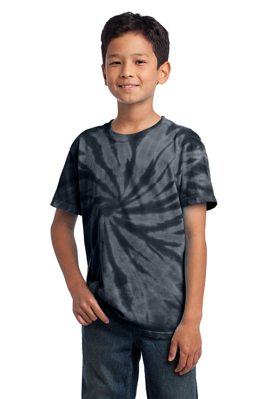 Front View of Black Port & Co Youth Tie-Dye Tee. PC147Y plain