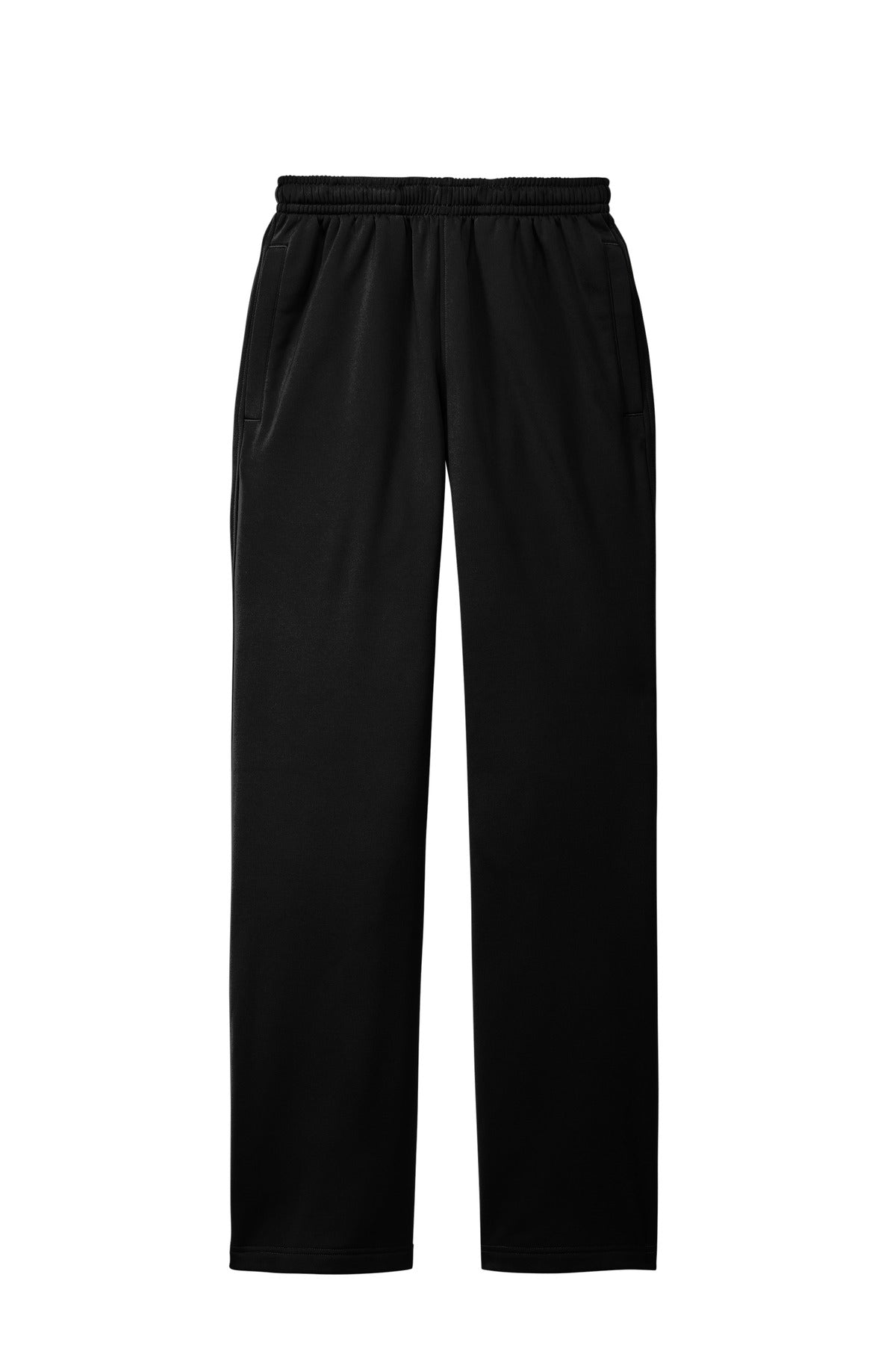 Front View of Black Sport-Tek Sport-Wick Fleece Pant. ST237 plain