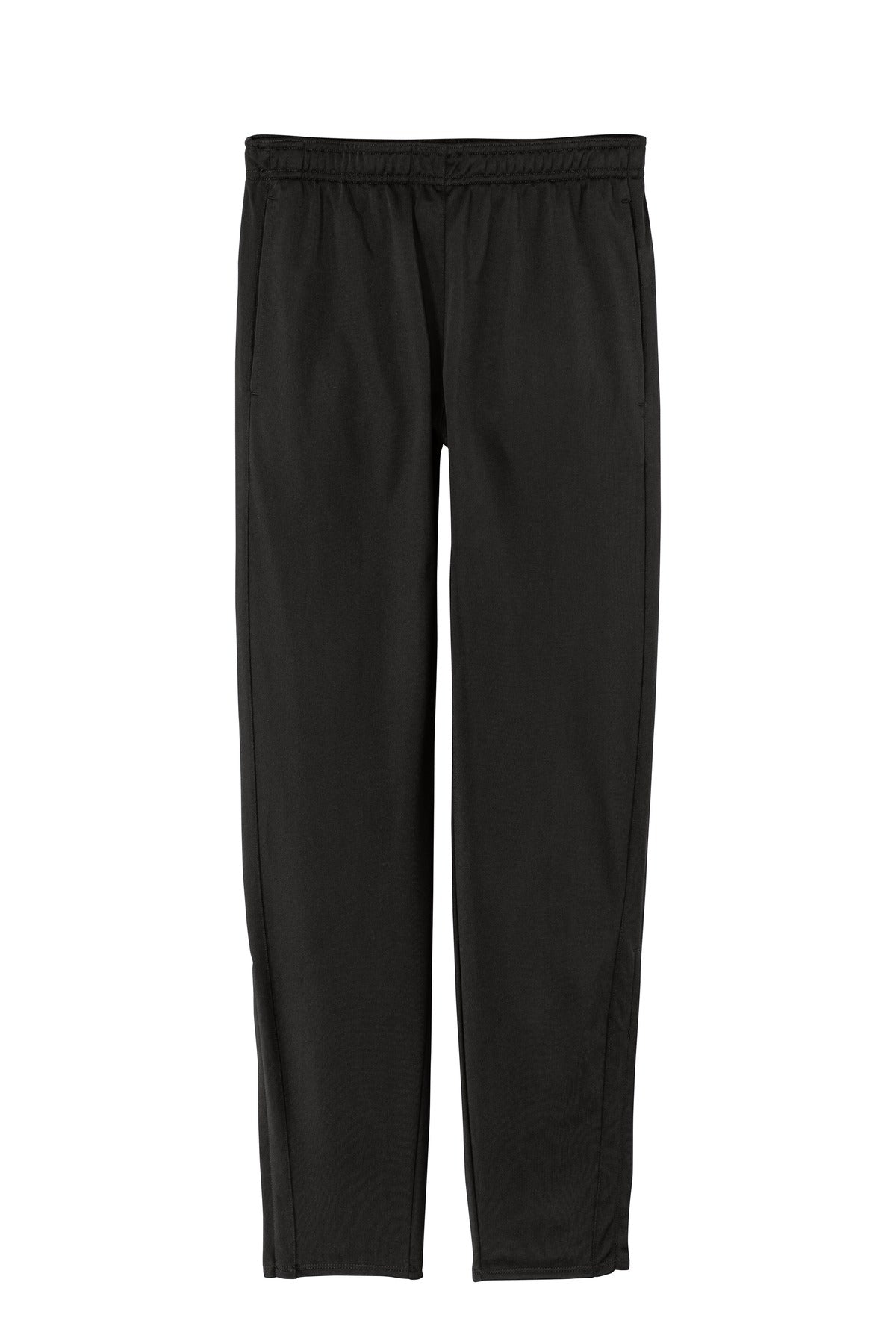 Front View of Black Sport-Tek Tricot Track Jogger. PST95 plain