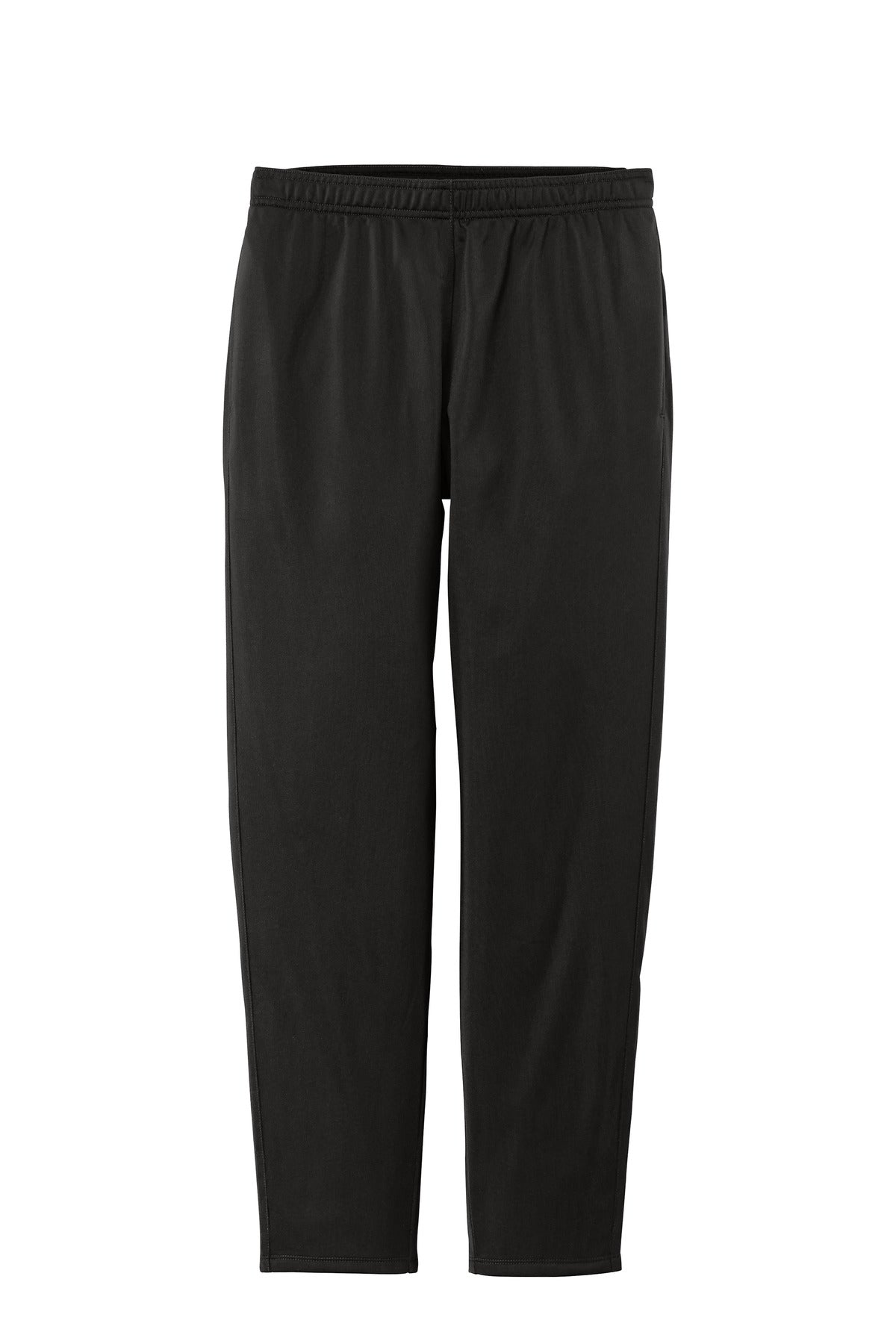 Front View of Black Sport-Tek Women's Tricot Track Jogger. LPST95 plain