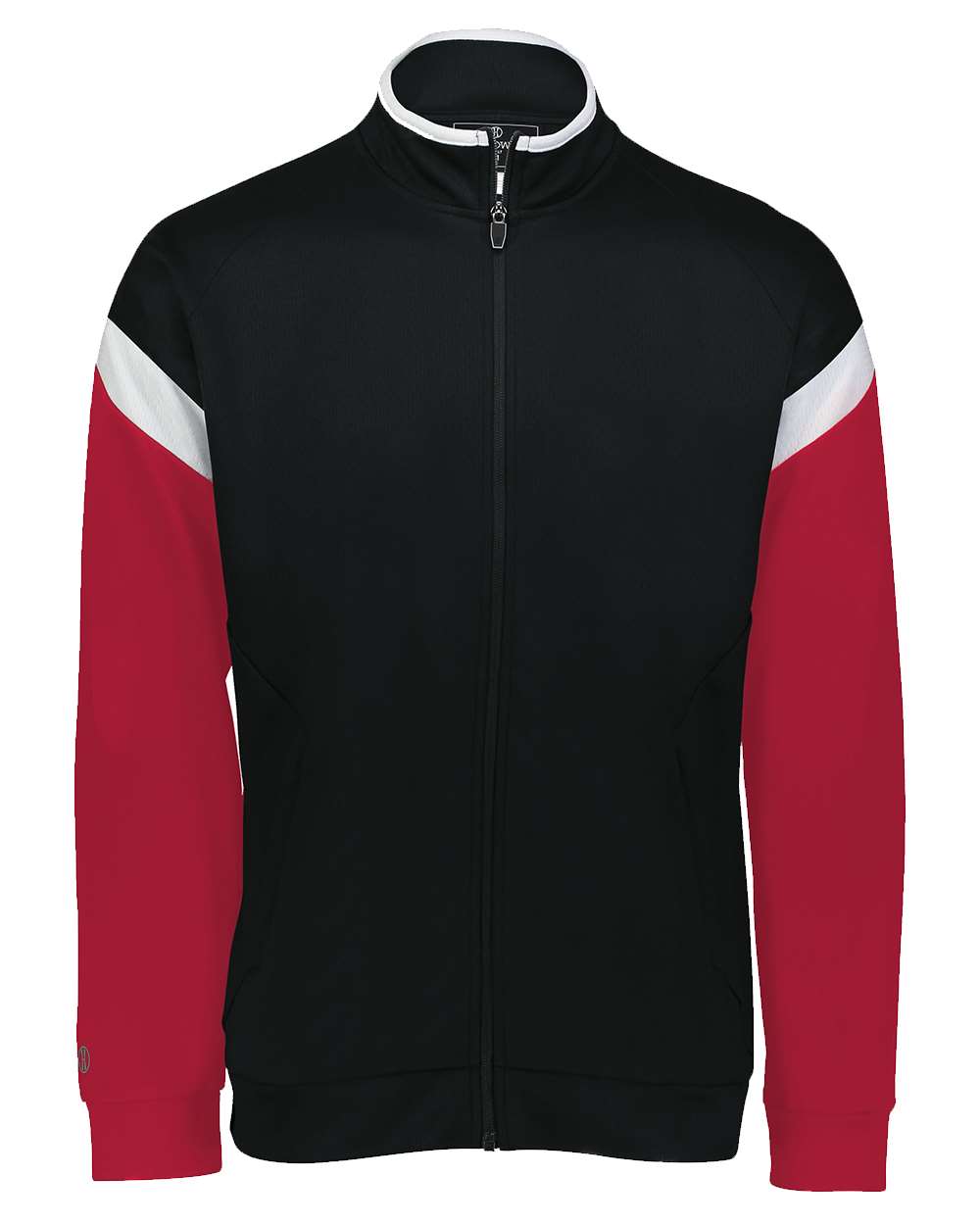 Front View of Black/ White/ Scarlet Youth Limitless Full-Zip Jacket - 229679 plain