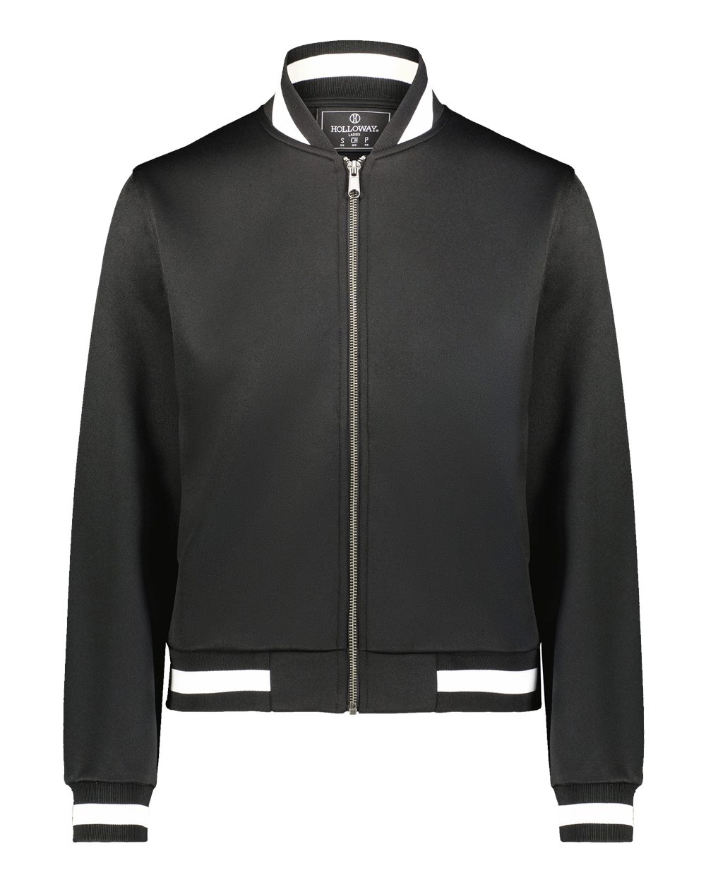 Front View of Black/ White Women's V-Street Full-Zip Jacket - 223747 plain