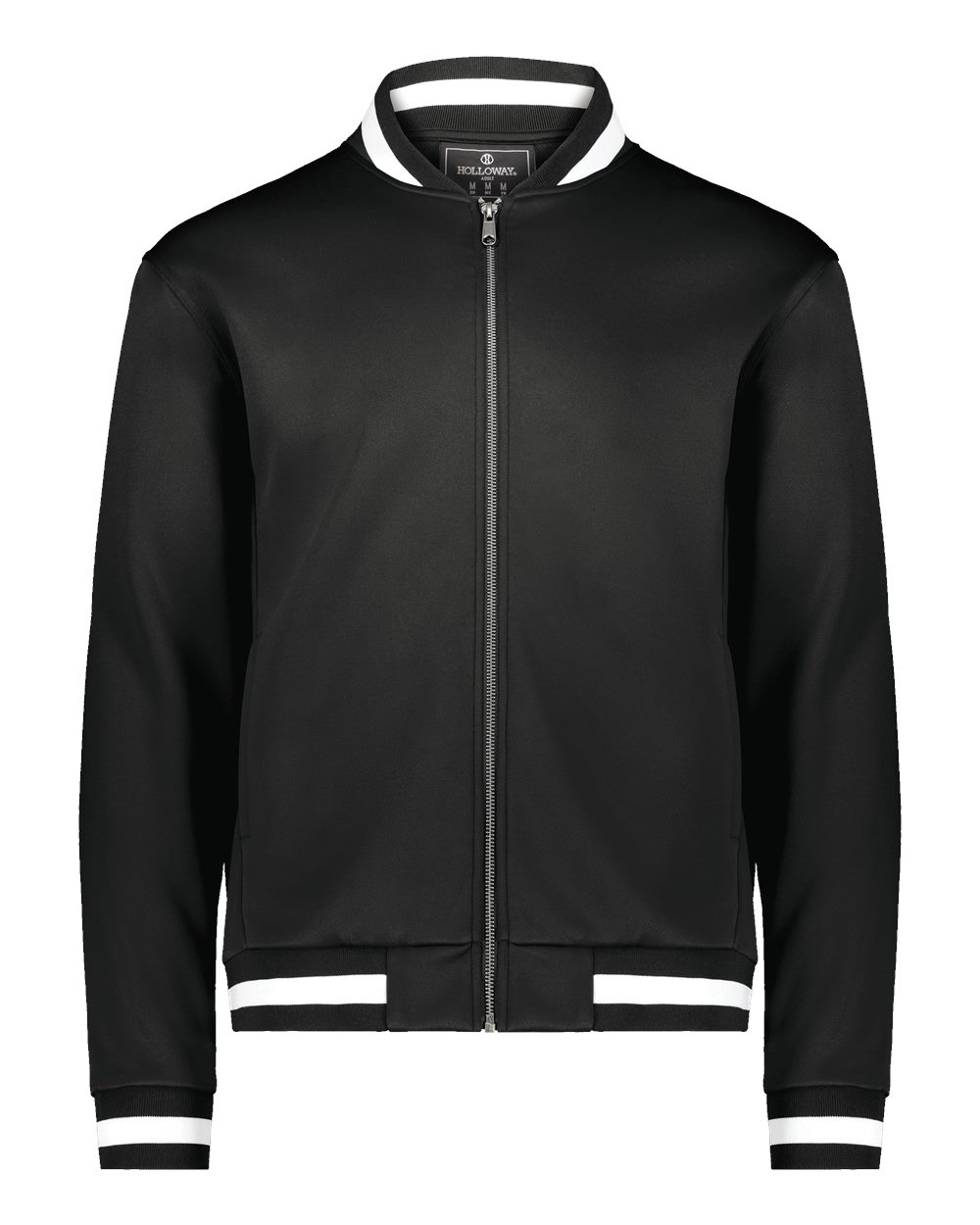 Front View of Black/ White Youth V-Street Full-Zip Jacket - 223647 plain