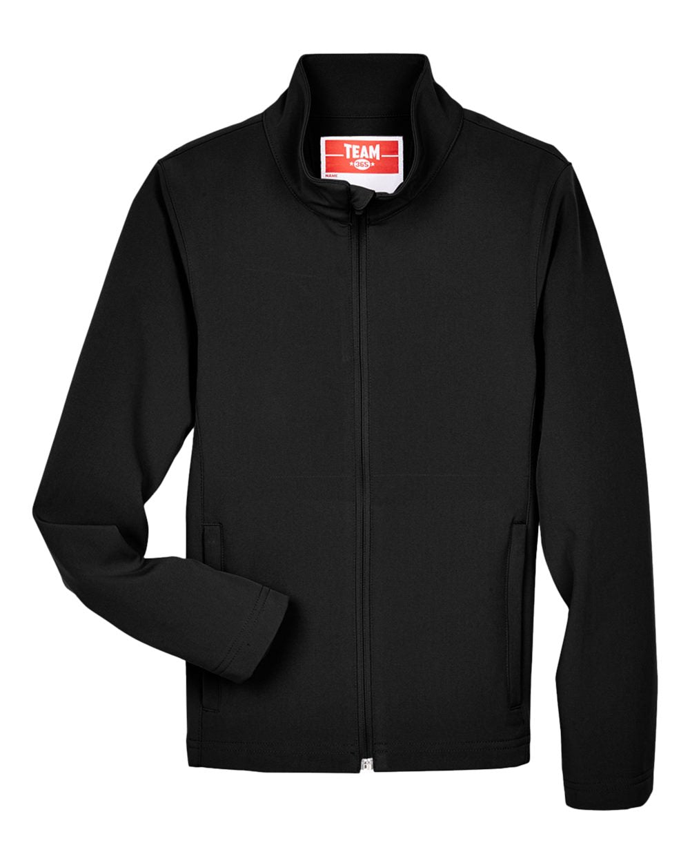 Front View of Black Youth Leader Soft Shell Jacket - TT80Y plain