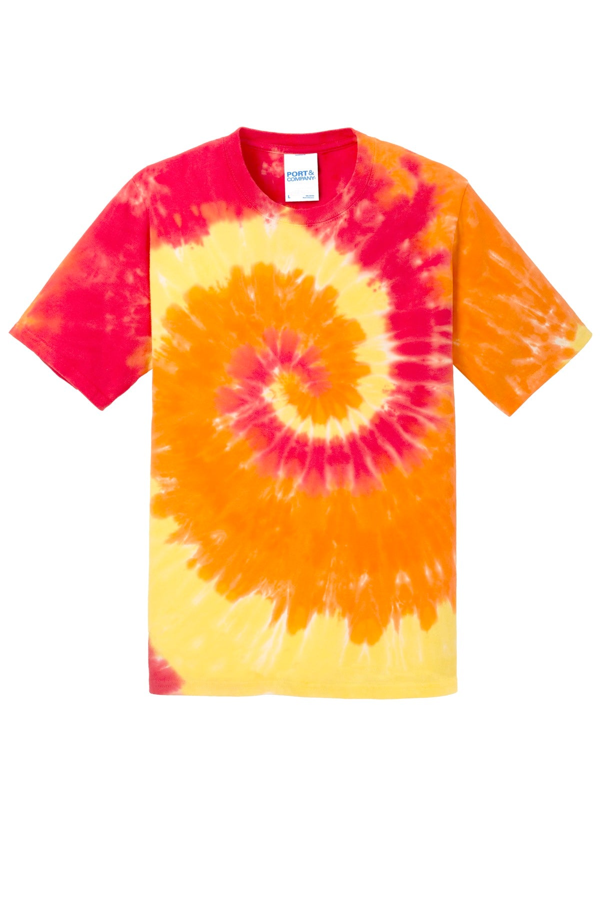 Front View of Blaze Rainbow Port & Co Youth Tie-Dye Tee. PC147Y