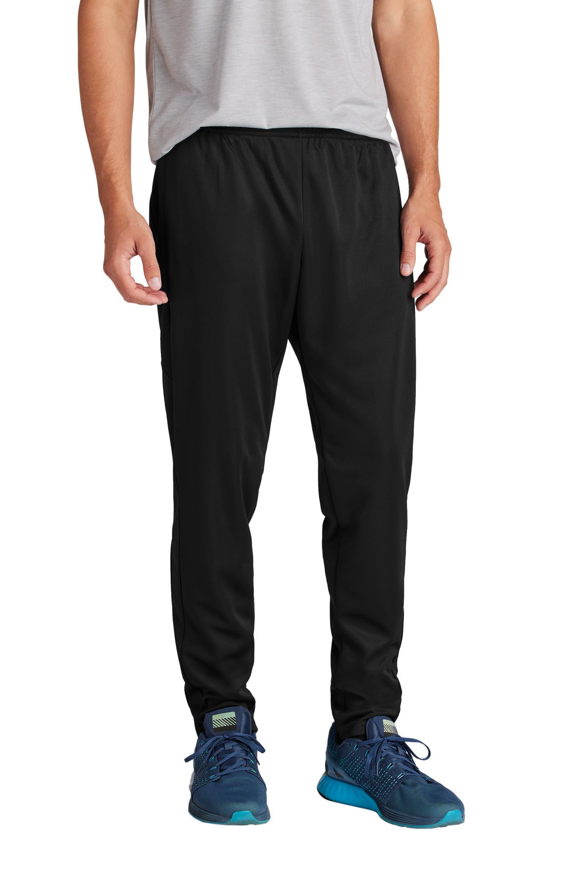 Front View of Blk/Blk Sport-Tek Travel Pant PST800 plain