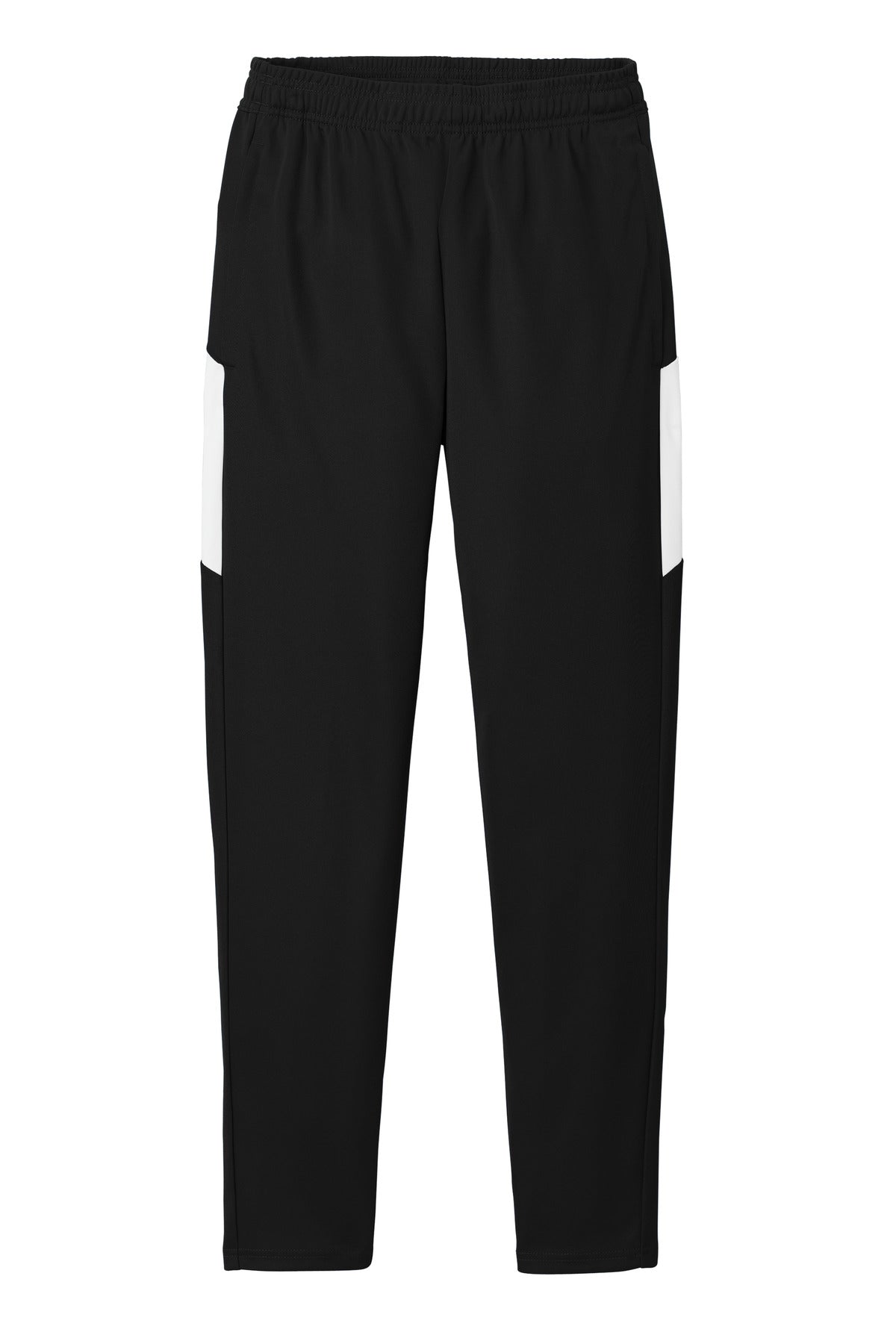 Front View of Blk/White Sport-Tek Travel Pant PST800 plain