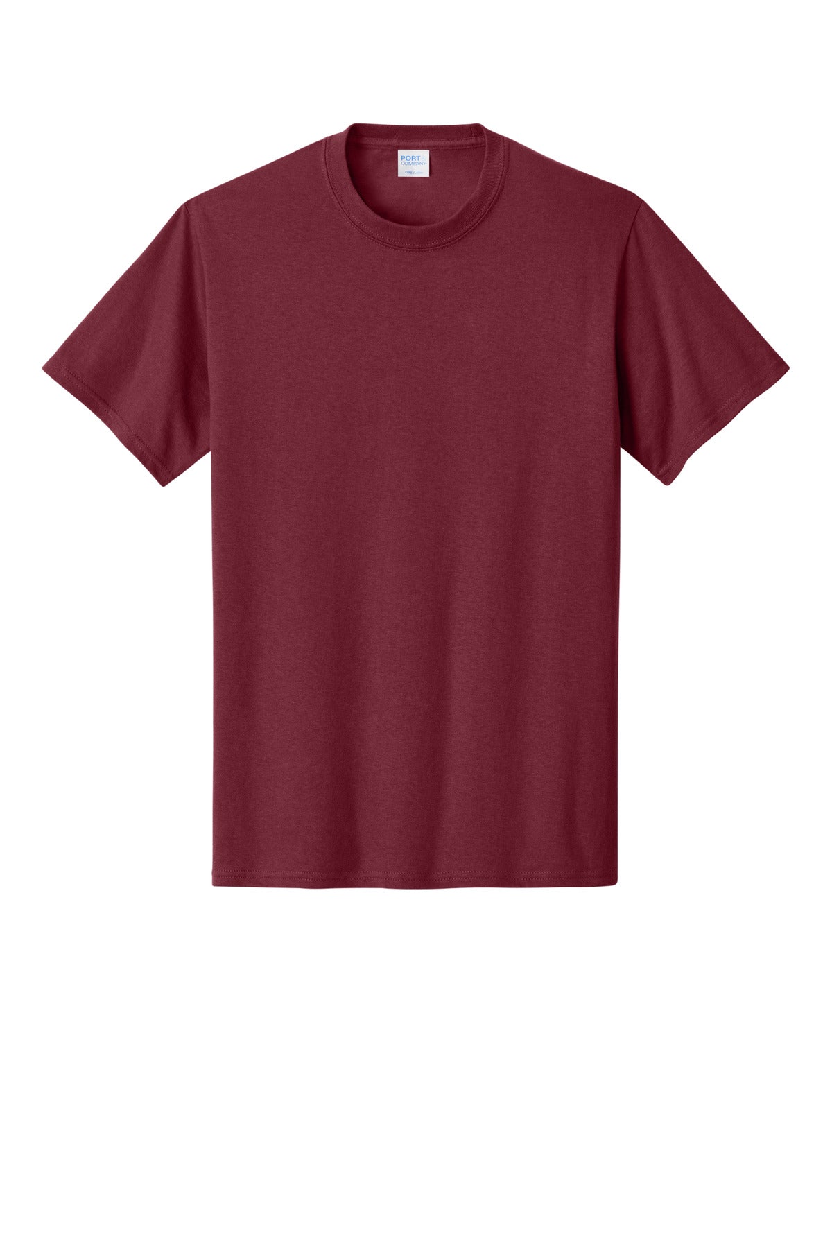 Front View of Cardinal Port & Co Core Cotton Tee. PC54 plain