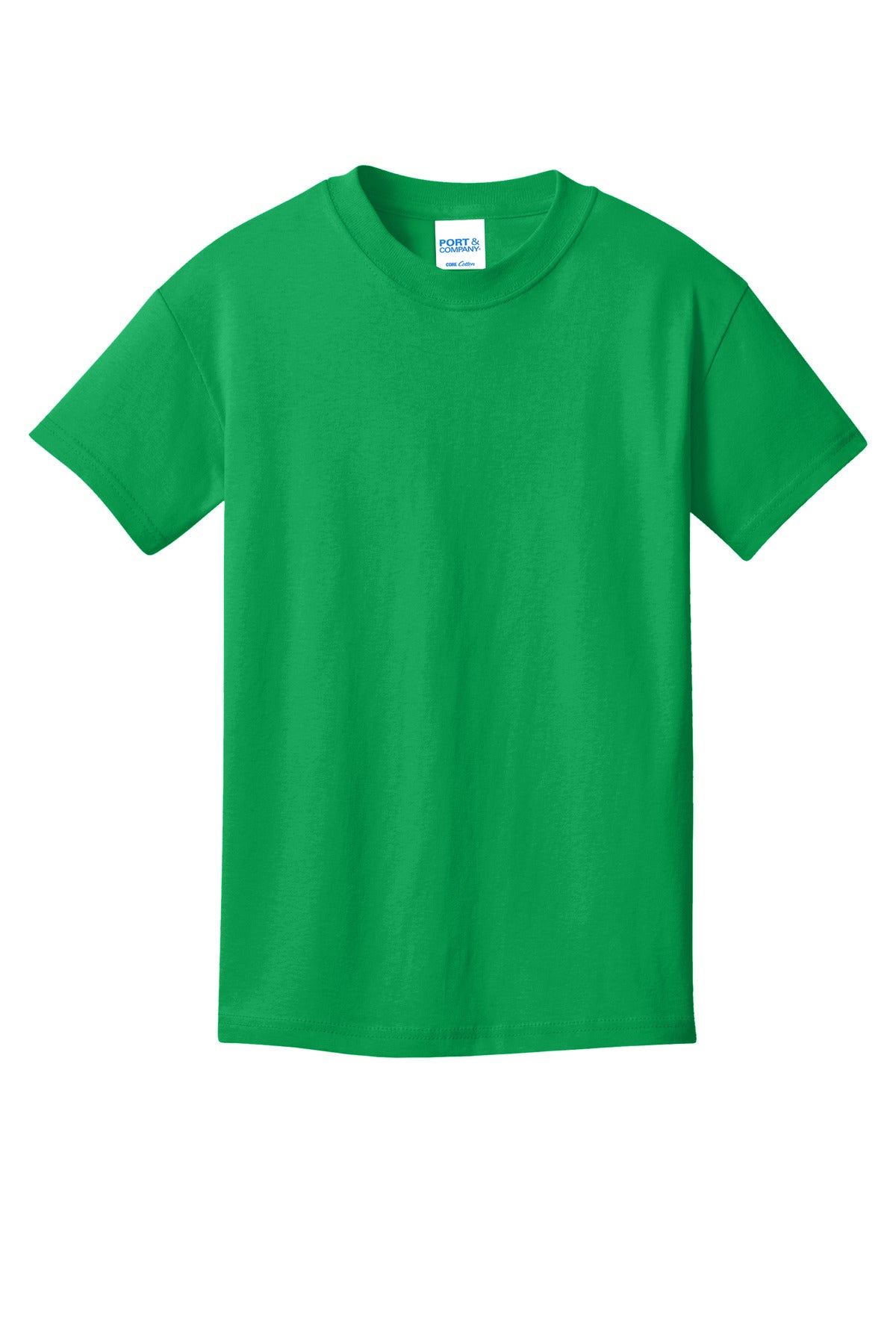 Front View of Clover Green Port & Co Youth Core Cotton Tee. PC54Y plain