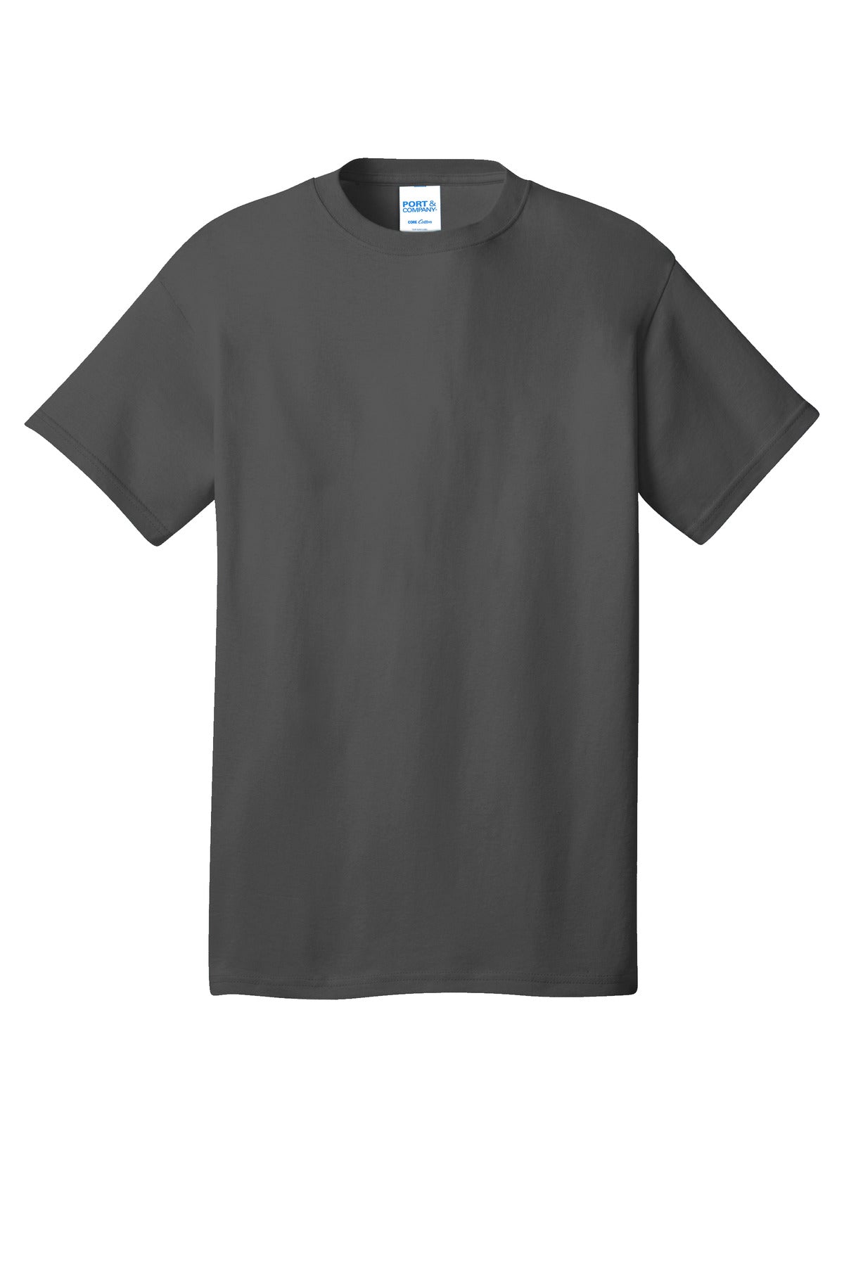Front View of CoalGrey Port & Co Core Cotton Tee. PC54 plain