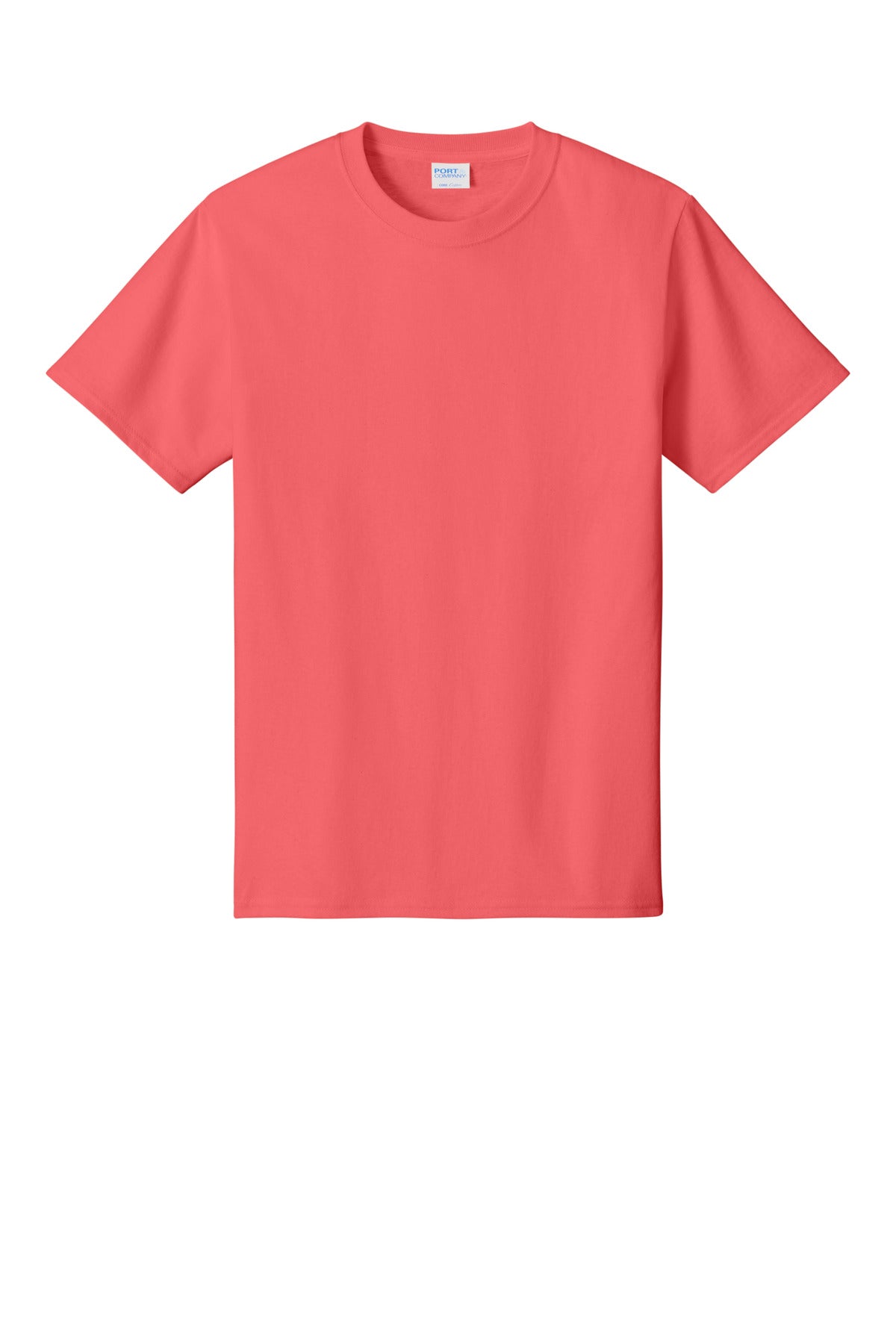 Front View of Coral Port & Co Core Cotton Tee. PC54 plain