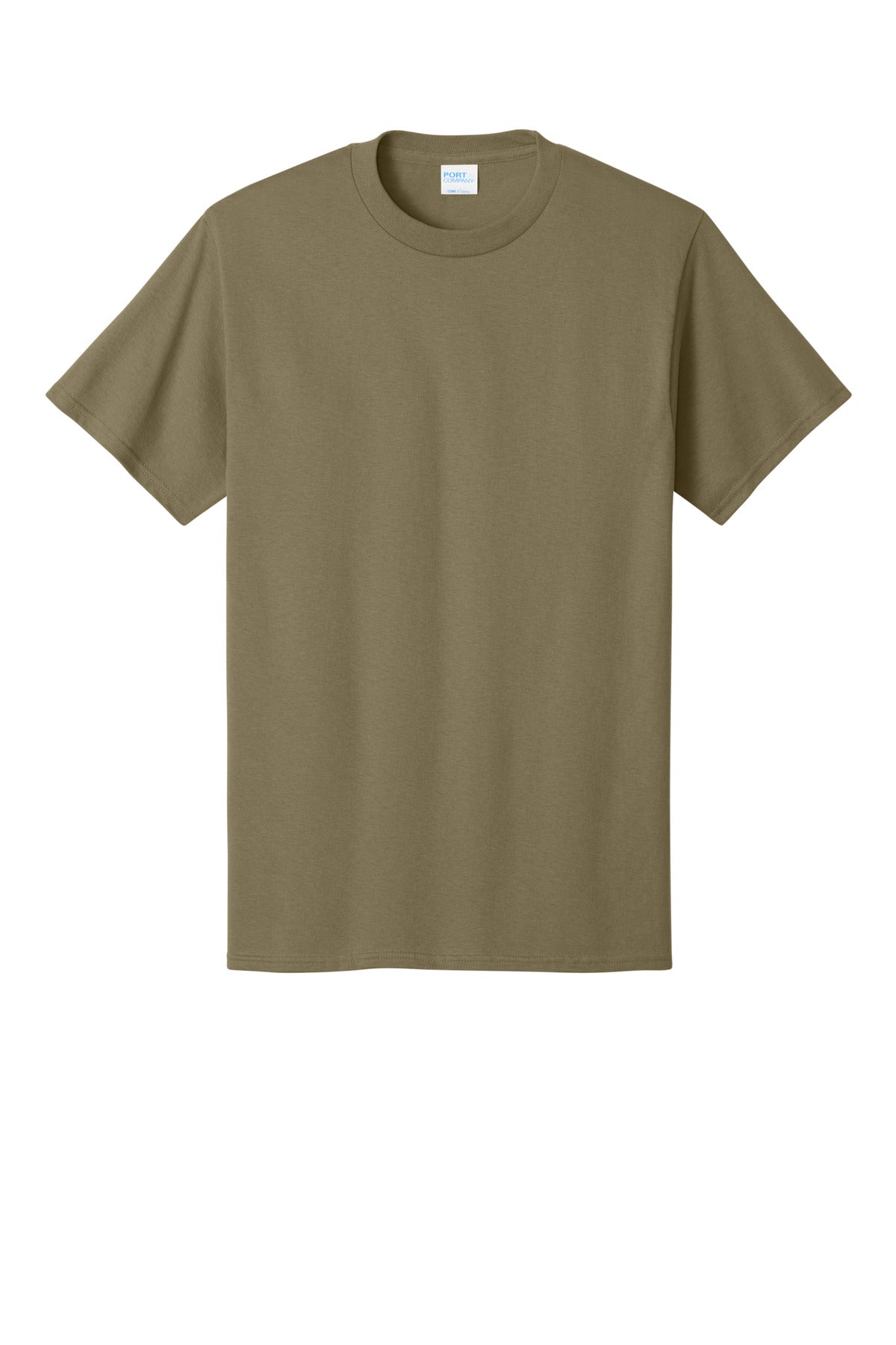 Front View of Coyote Brown Port & Co Core Cotton Tee. PC54 plain