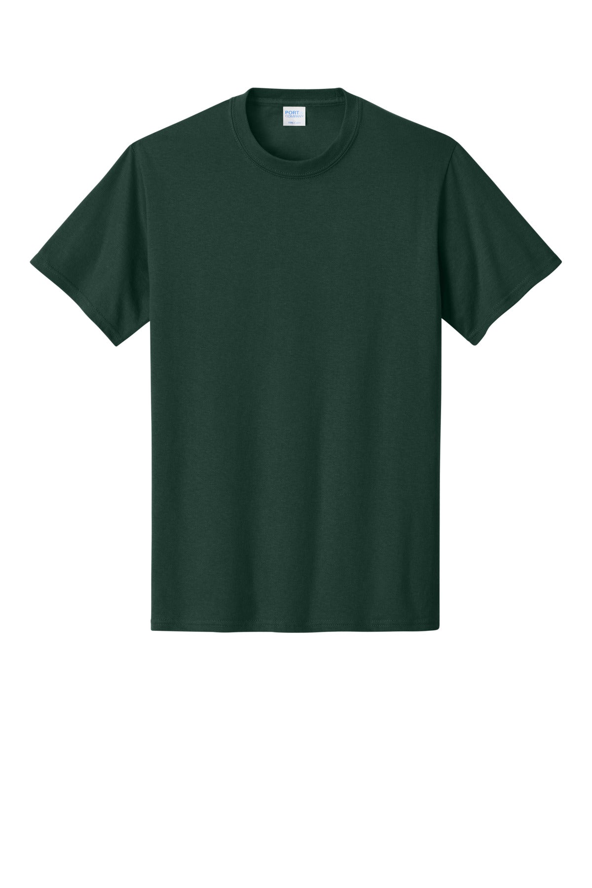 Front View of Dark Green Port & Co Core Cotton Tee. PC54 plain