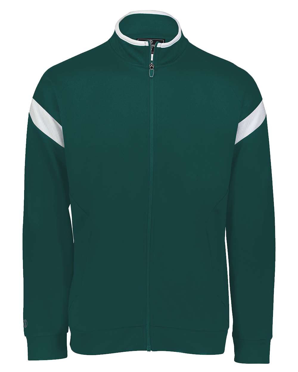 Front View of Dark Green/ White/ Dark Green Youth Limitless Full-Zip Jacket - 229679 plain