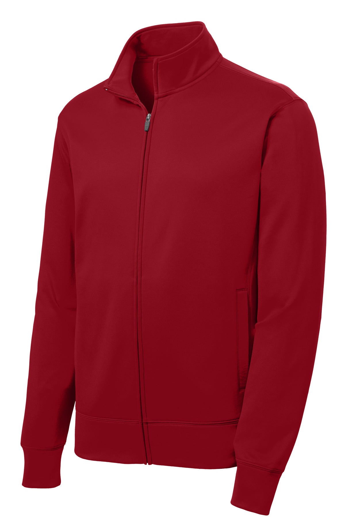 Front View of Deep Red Sport-Tek Sport-Wick Fleece Full-Zip Jacket. ST241 plain
