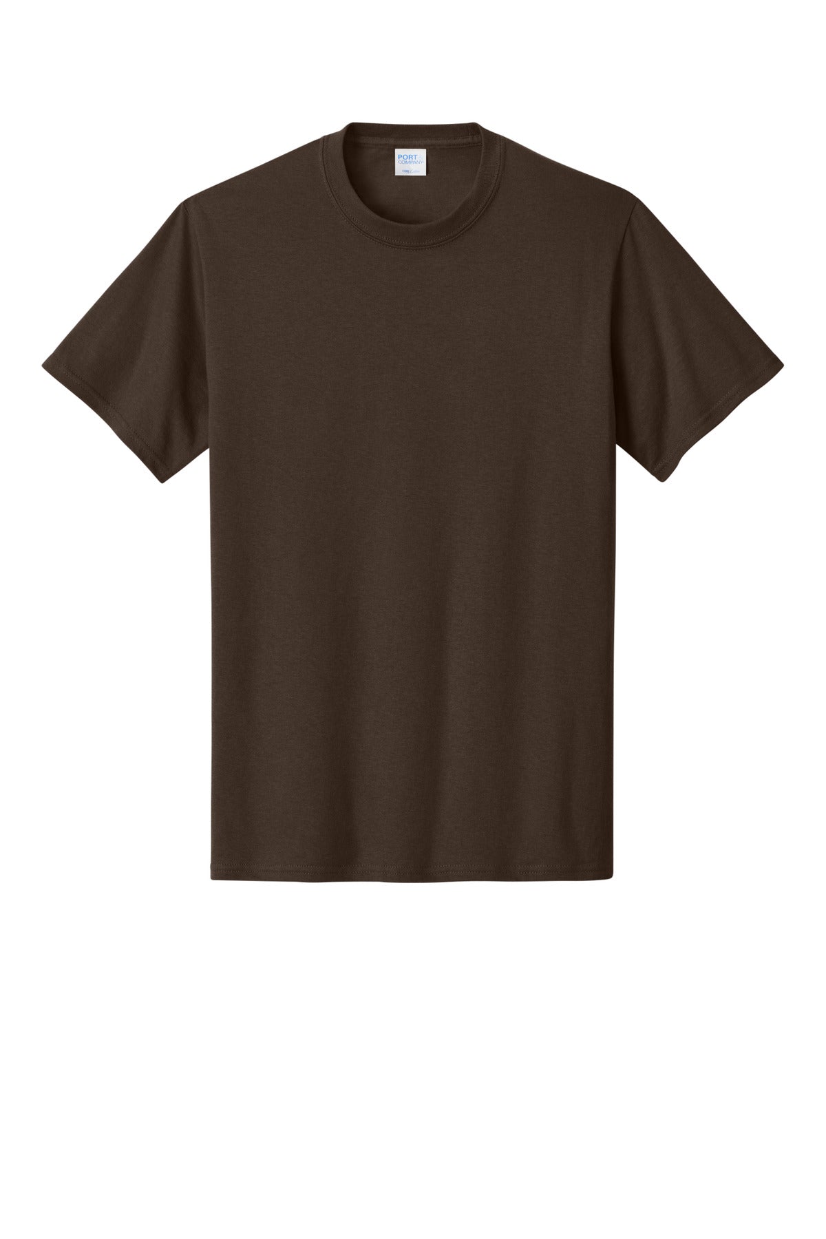 Front View of Dk Choc Brown Port & Co Core Cotton Tee. PC54 plain