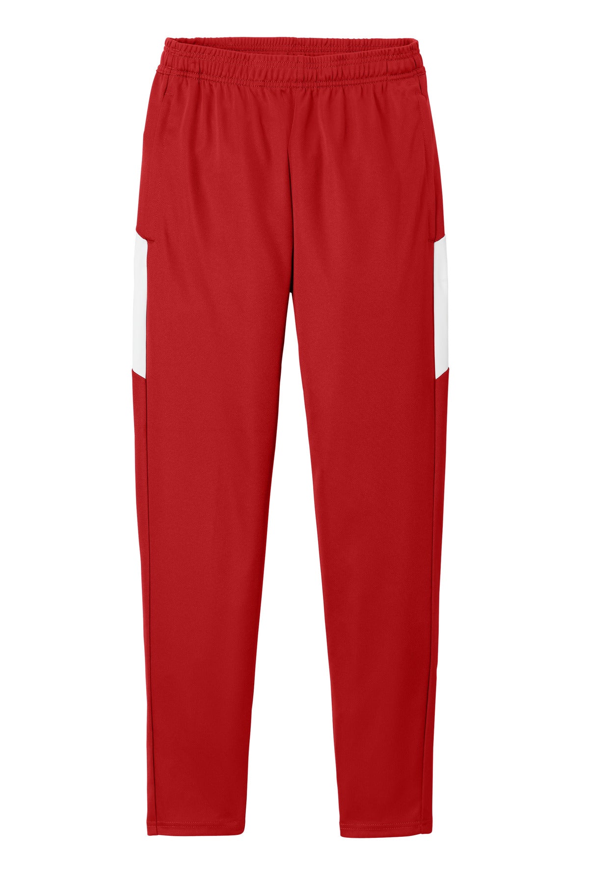 Front View of DpRd/Wht Sport-Tek Travel Pant PST800 plain