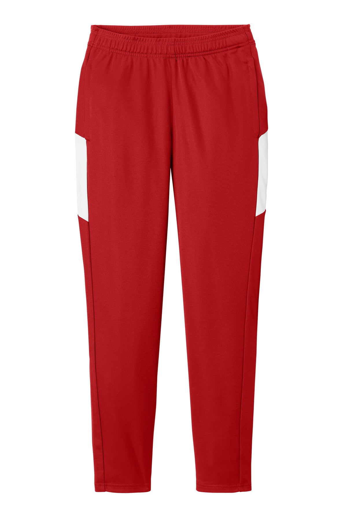 Front View of DpRd/Wht Sport-Tek Women's Travel Pant LPST800 plain