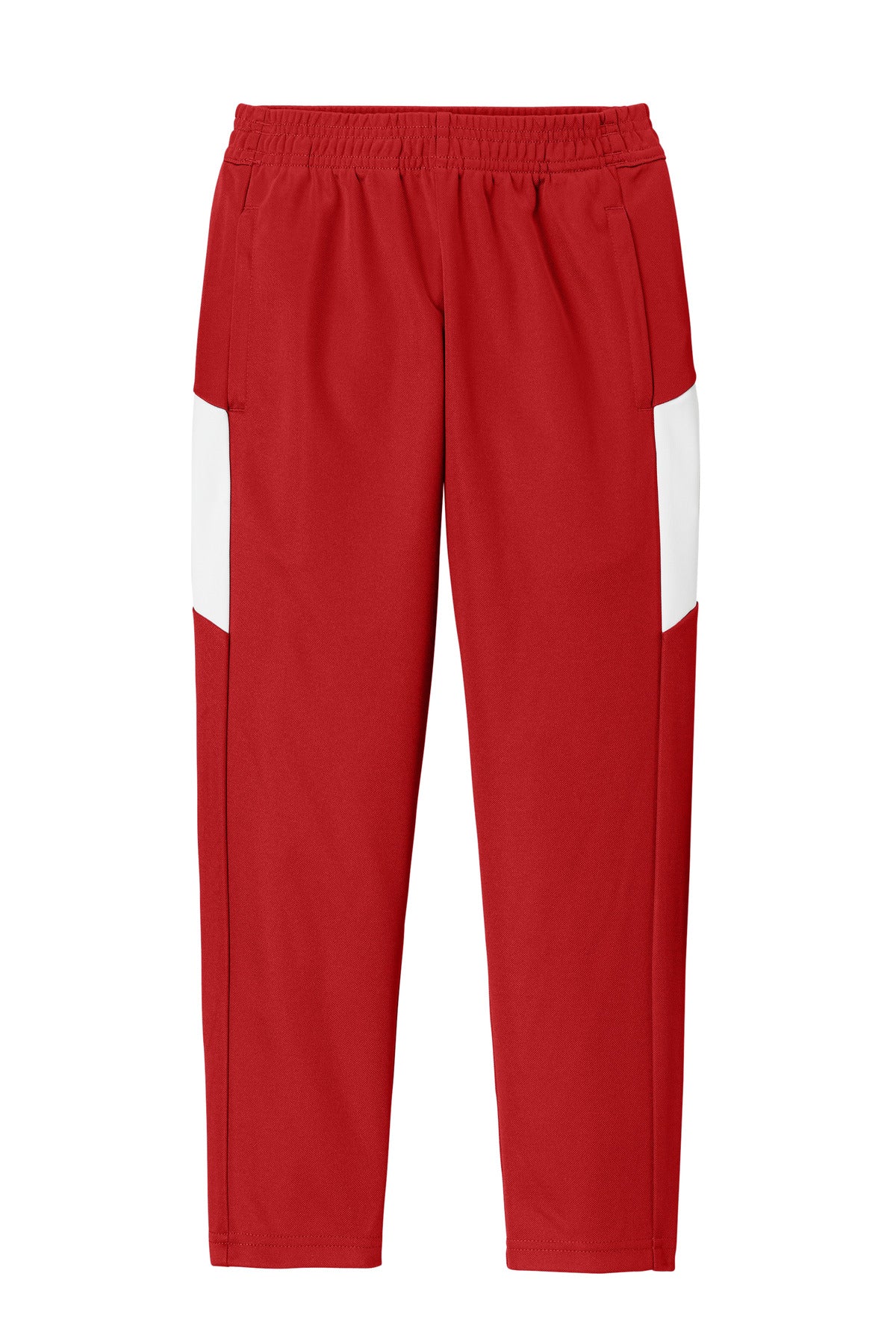 Front View of DpRd/Wht Sport-Tek Youth Travel Pant YPST800