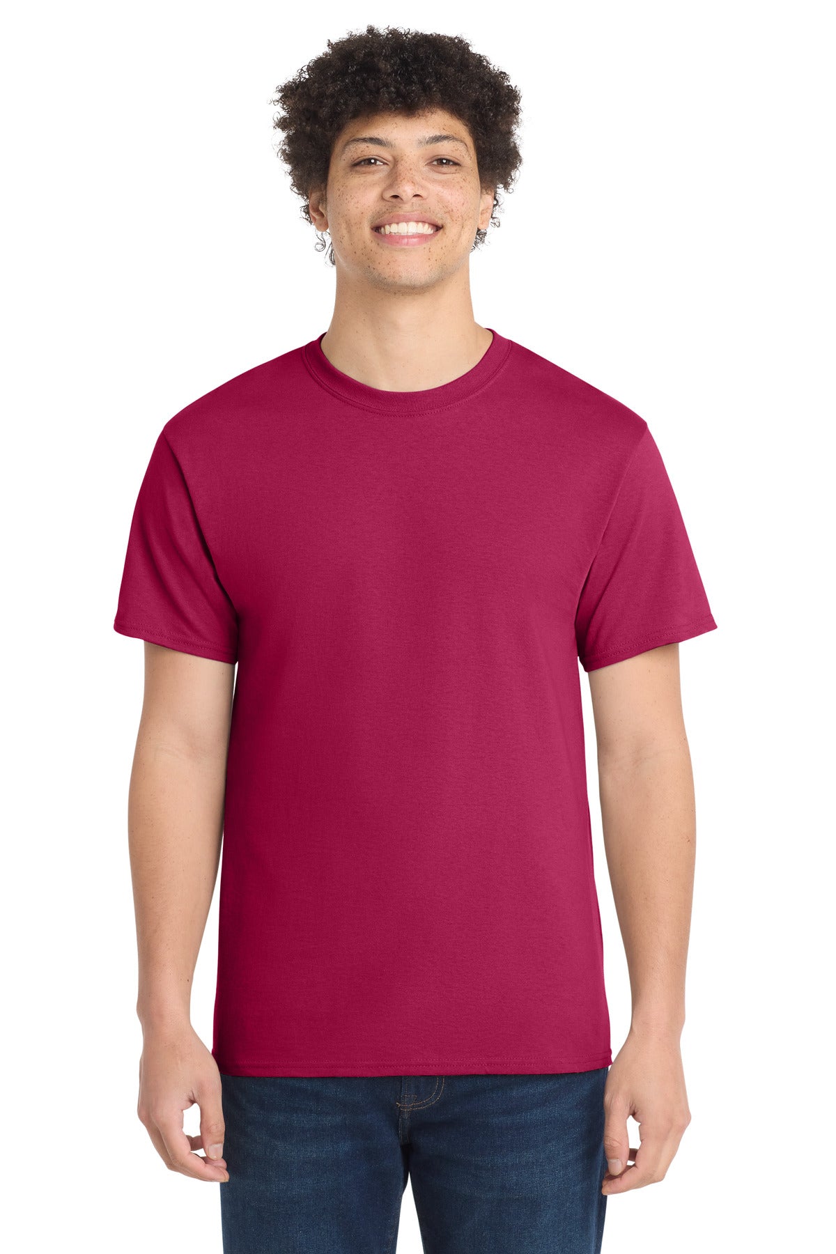 Front View of FlushPink Port & Co Core Cotton Tee. PC54 plain