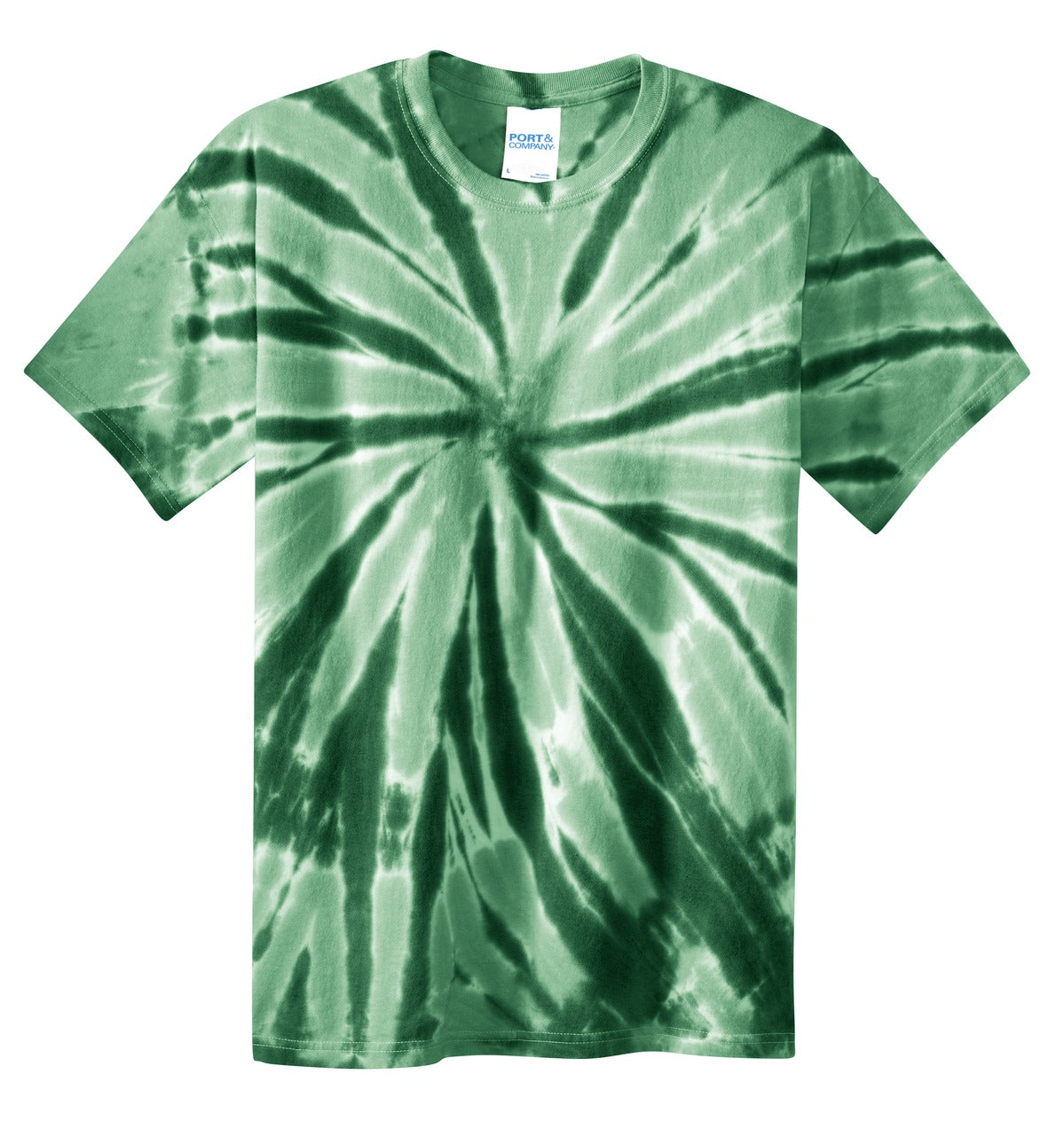 Front View of Forest Green Port & Co Tie-Dye Tee. PC147