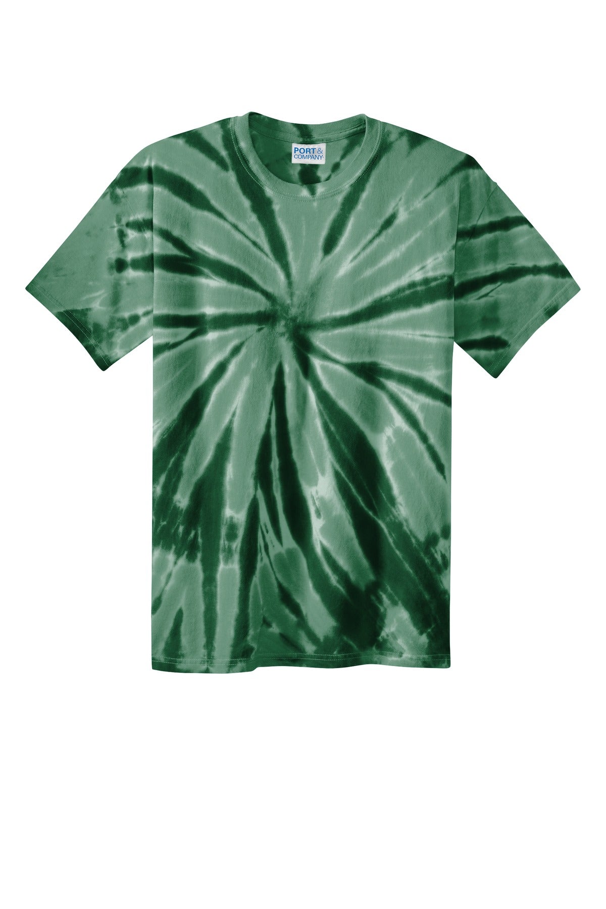 Front View of Forest Green Port & Co Tie-Dye Tee. PC147