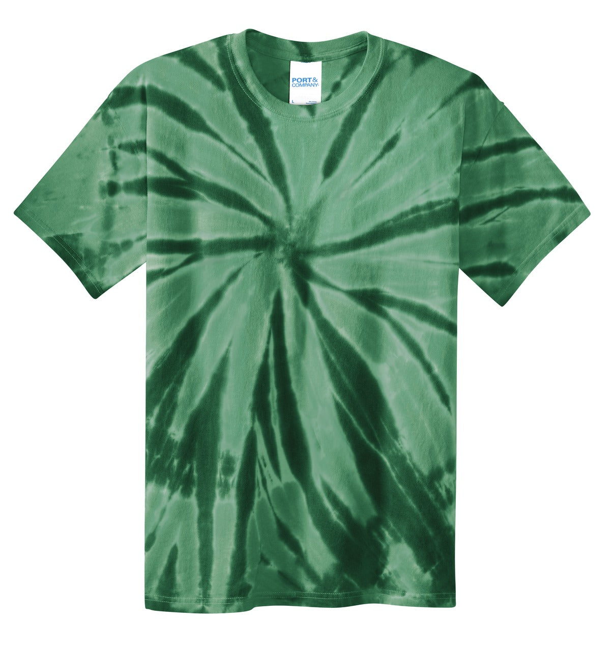 Front View of Forest Green Port & Co Youth Tie-Dye Tee. PC147Y plain