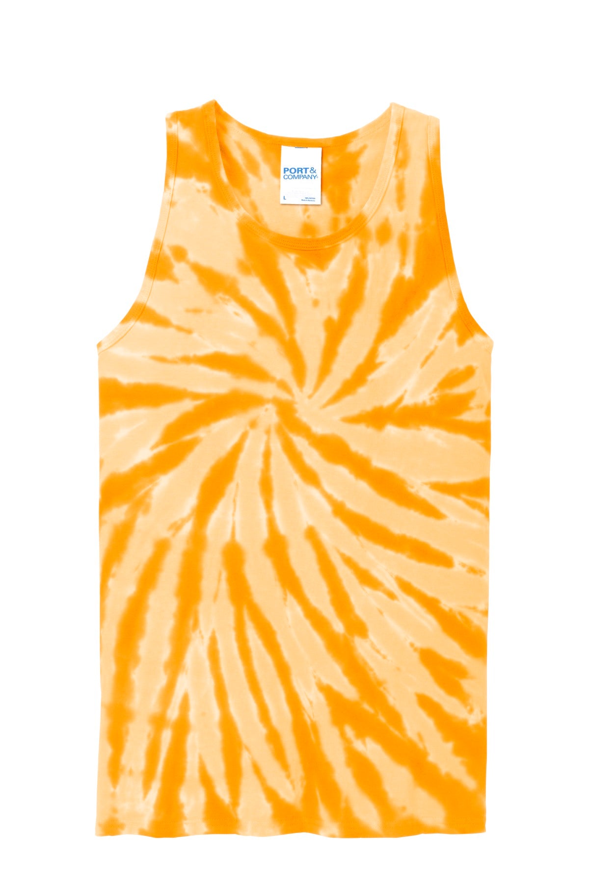 Front View of Gold Port & Co Tie-Dye Tank Top. PC147TT plain