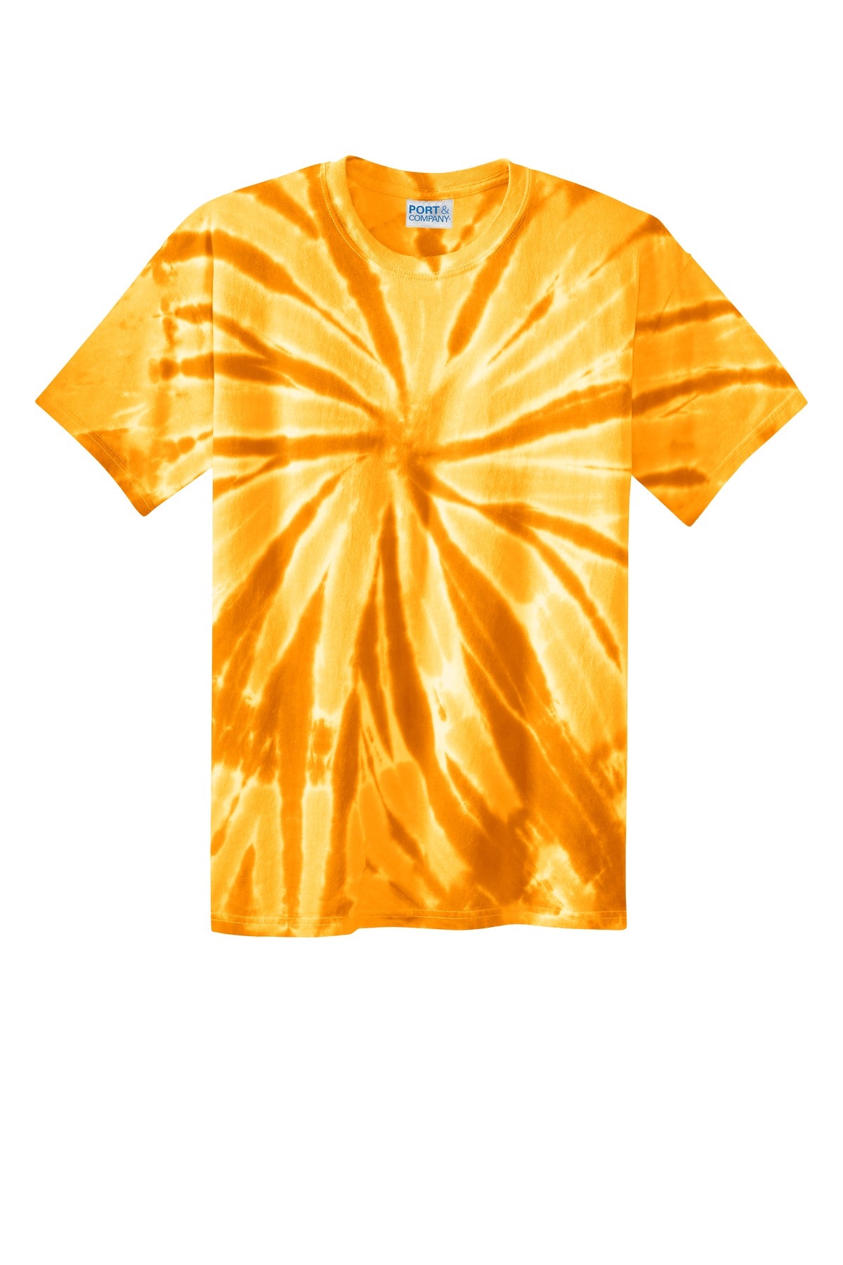 Front View of Gold Port & Co Tie-Dye Tee. PC147