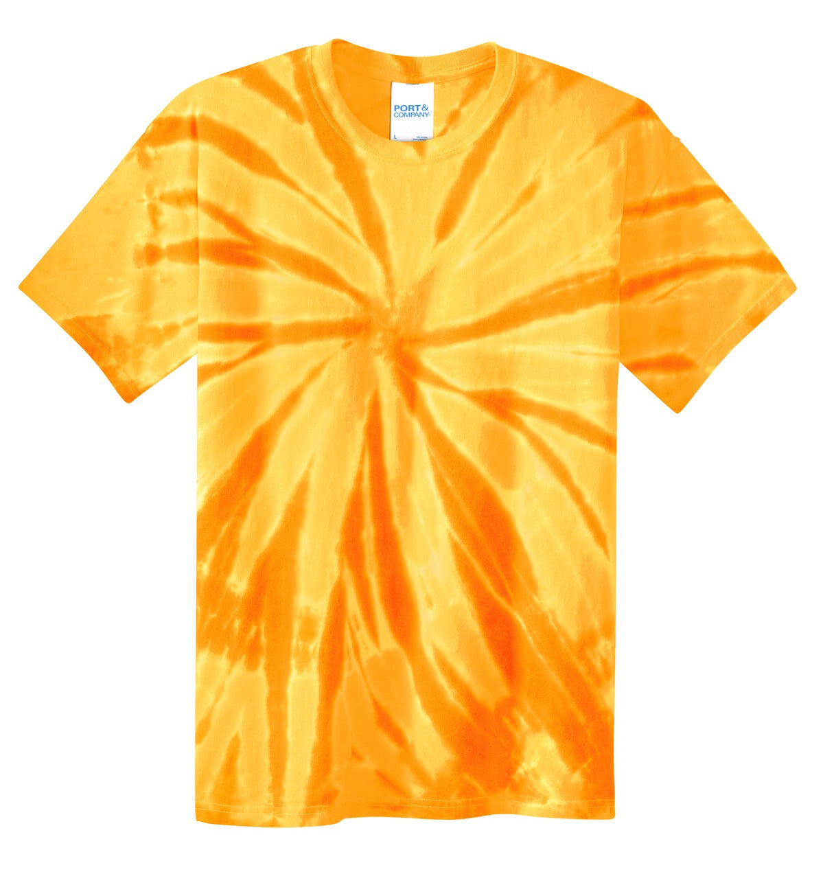 Front View of Gold Port & Co Youth Tie-Dye Tee. PC147Y plain