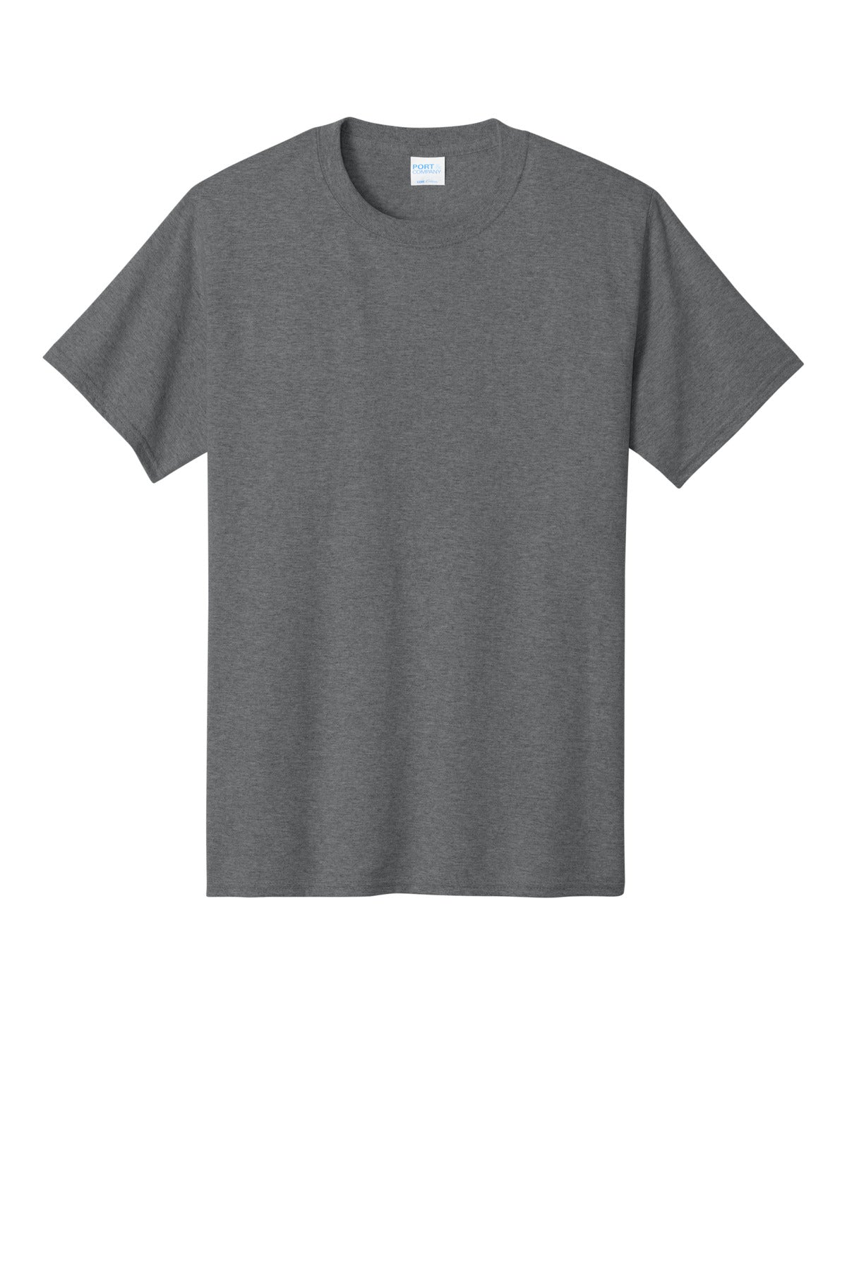 Front View of GphHeather Port & Co Core Cotton Tee. PC54 plain
