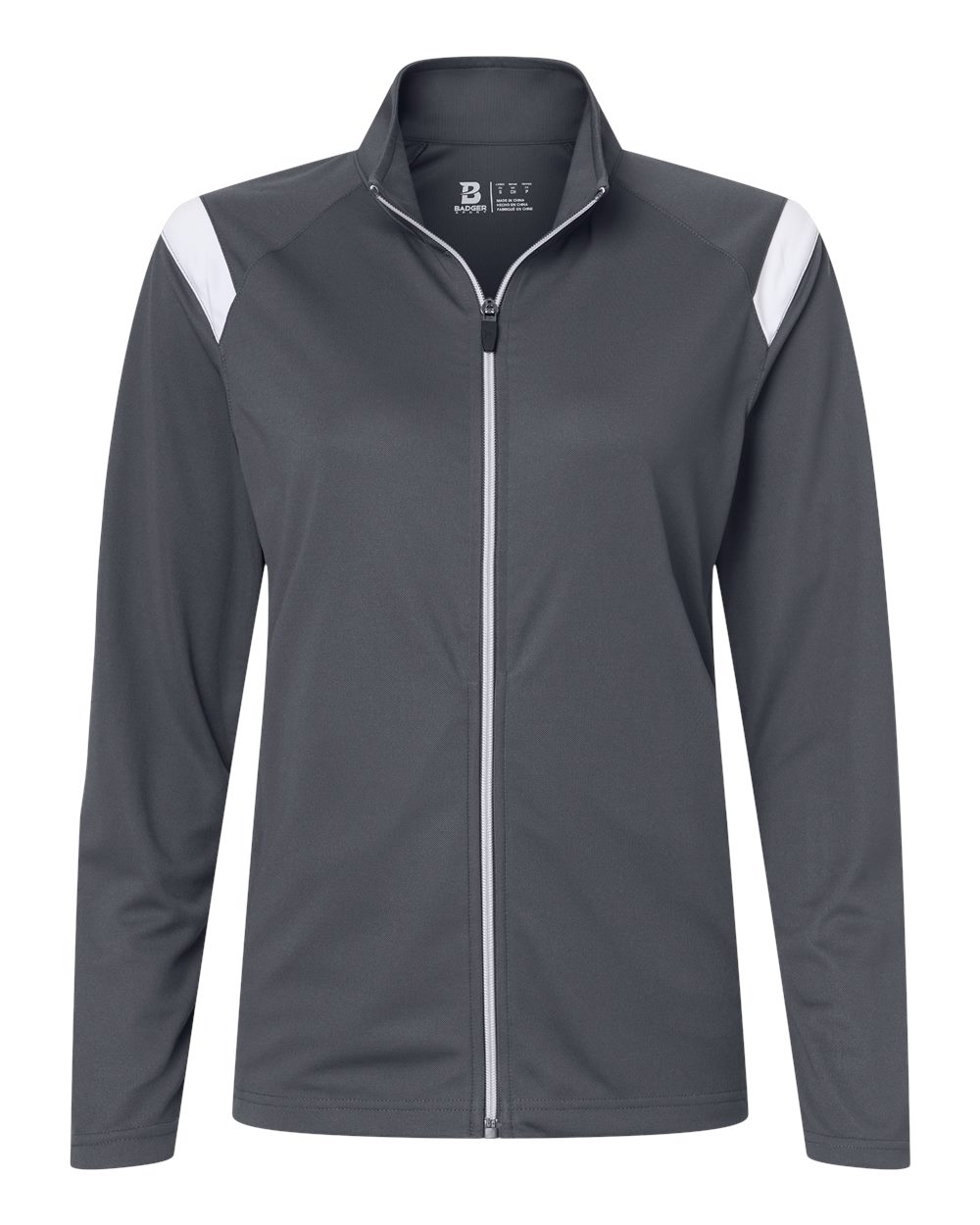 Front View of Graphite/ White Women's On The Rise Outercore Warm-Up Jacket - 7925 plain
