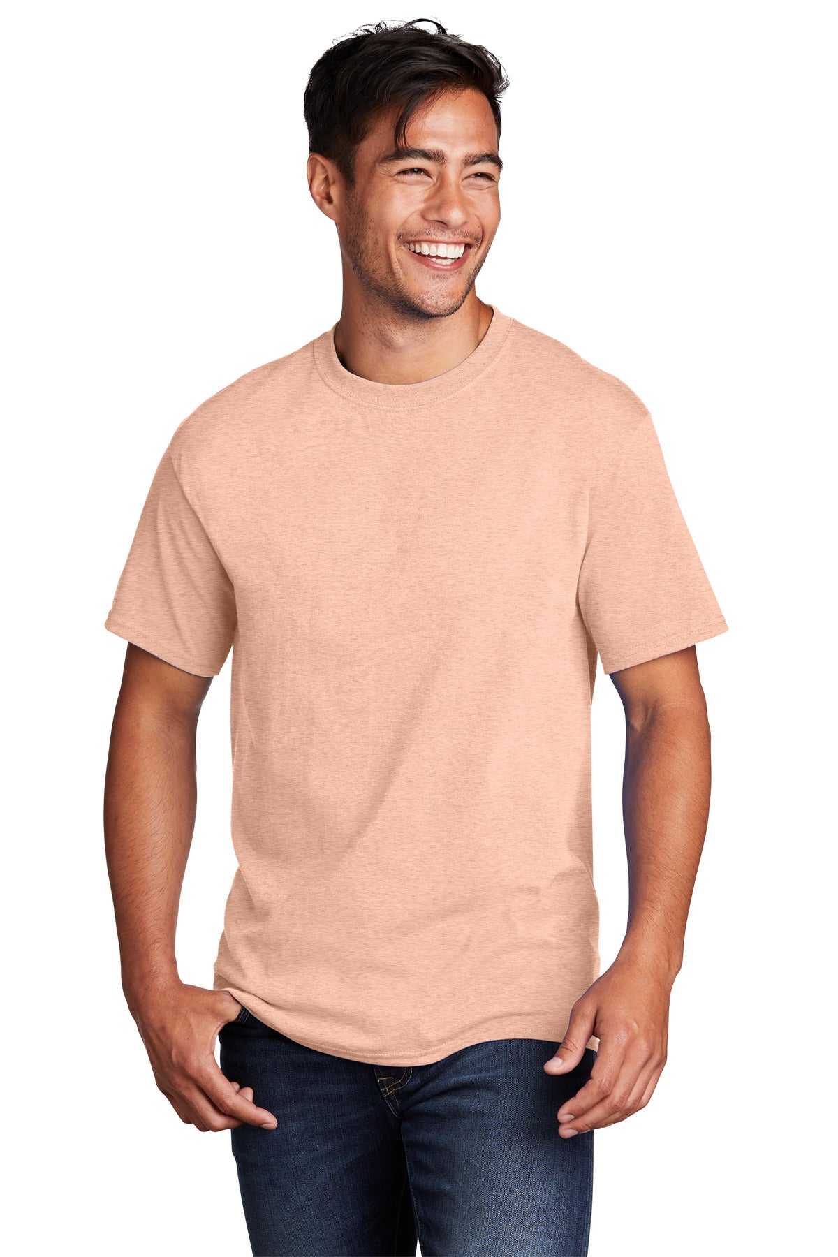 Front View of HtdDstyPch Port & Co Core Cotton Tee. PC54 plain