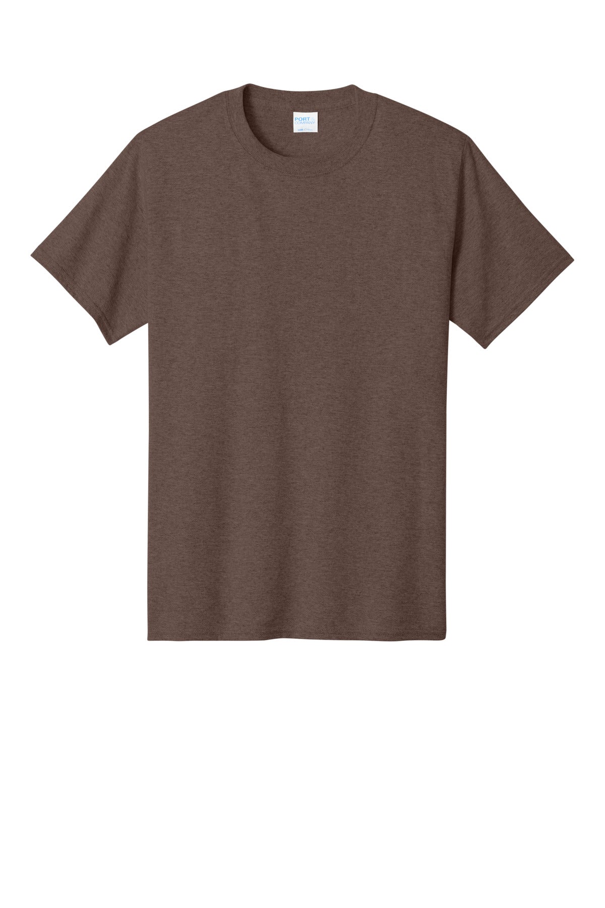 Front View of HtDkChocBr Port & Co Core Cotton Tee. PC54 plain