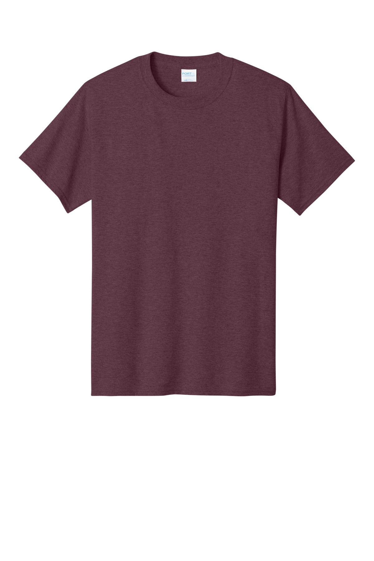 Front View of Hthr Ath Mroon Port & Co Core Cotton Tee. PC54 plain