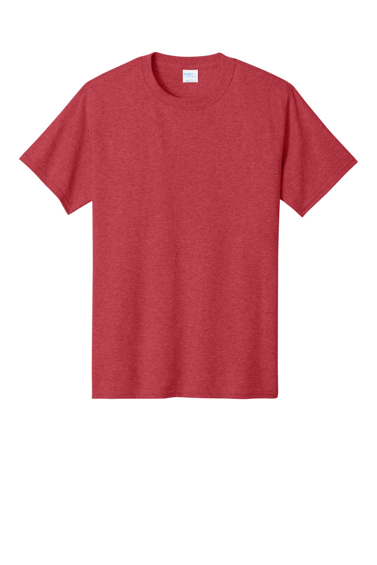 Front View of Hthr Red Port & Co Core Cotton Tee. PC54 plain