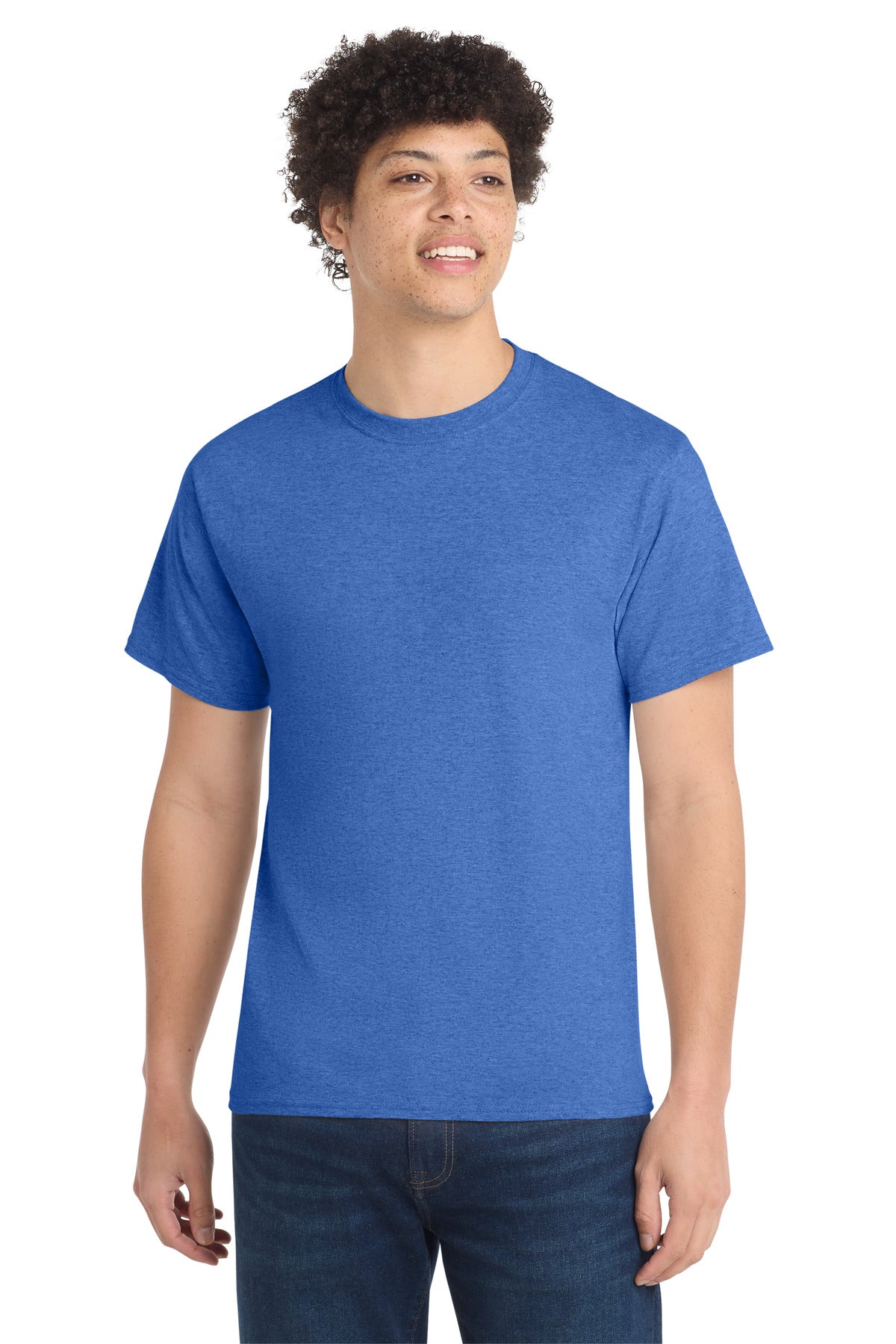 Front View of Hthr Royal Port & Co Core Cotton Tee. PC54 plain