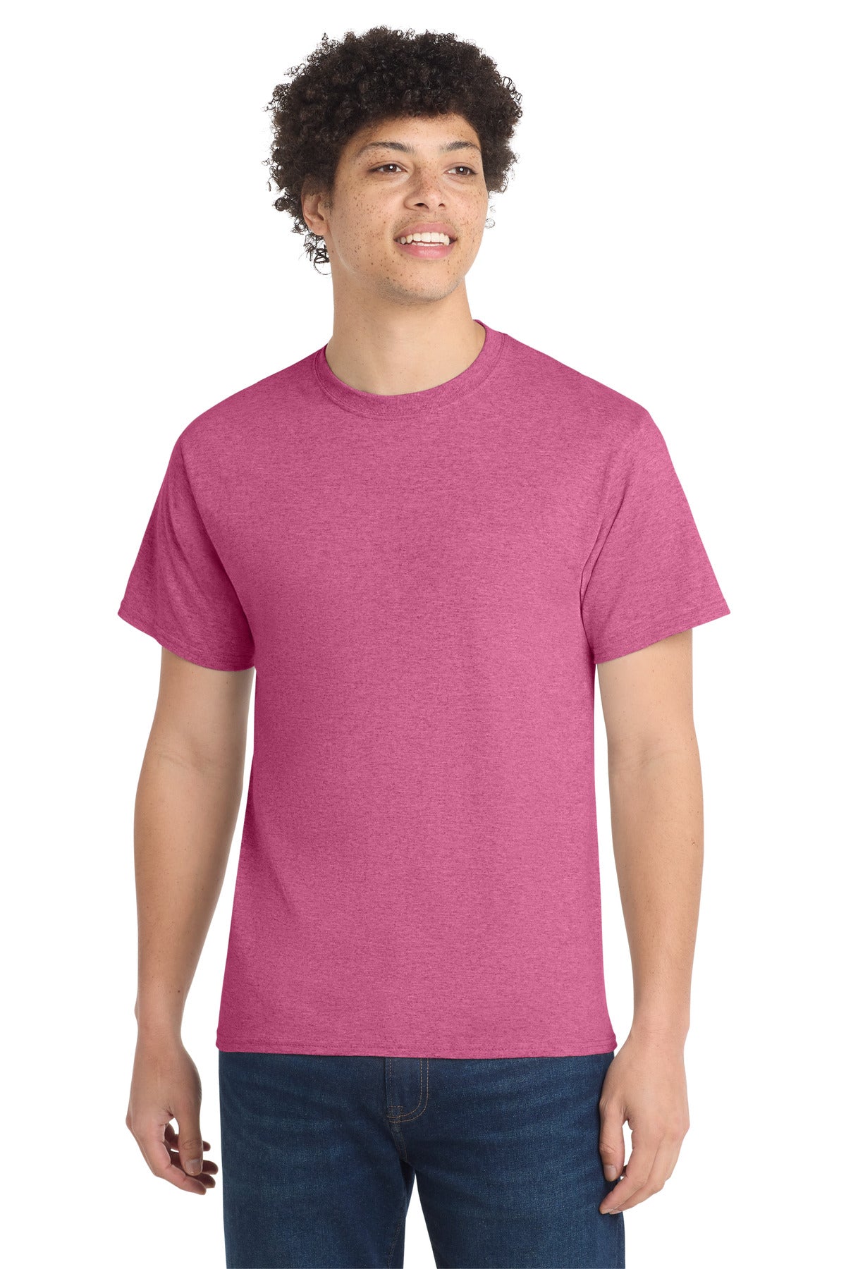Front View of Hthr Sangria Port & Co Core Cotton Tee. PC54 plain