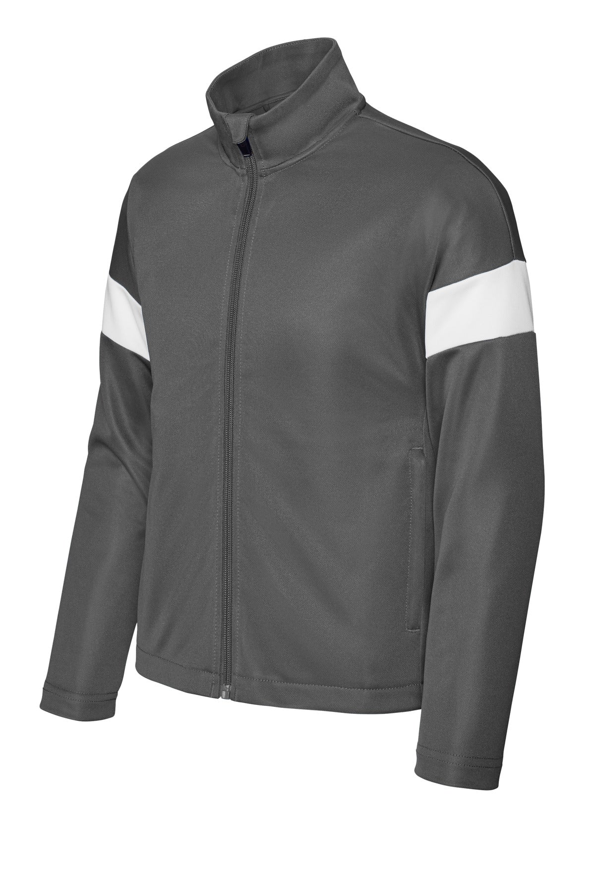 Front View of IrGy/White Sport-Tek Youth Travel Full-Zip Jacket YST800 plain
