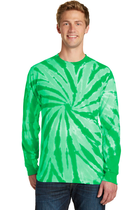 Front View of Kelly Port & Co Tie-Dye Long Sleeve Tee. PC147LS plain