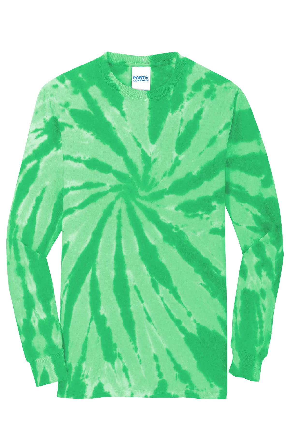 Front View of Kelly Port & Co Tie-Dye Long Sleeve Tee. PC147LS plain