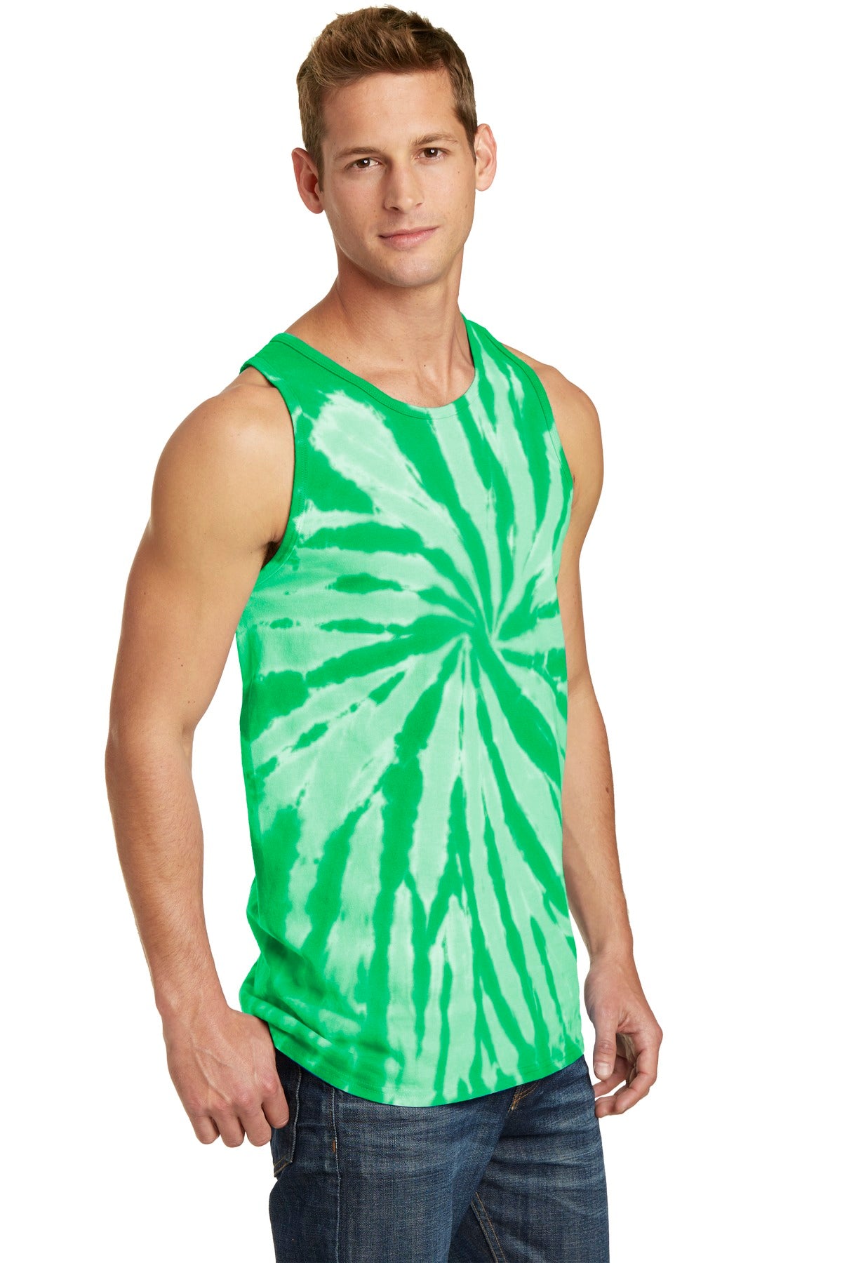 Front View of Kelly Port & Co Tie-Dye Tank Top. PC147TT plain
