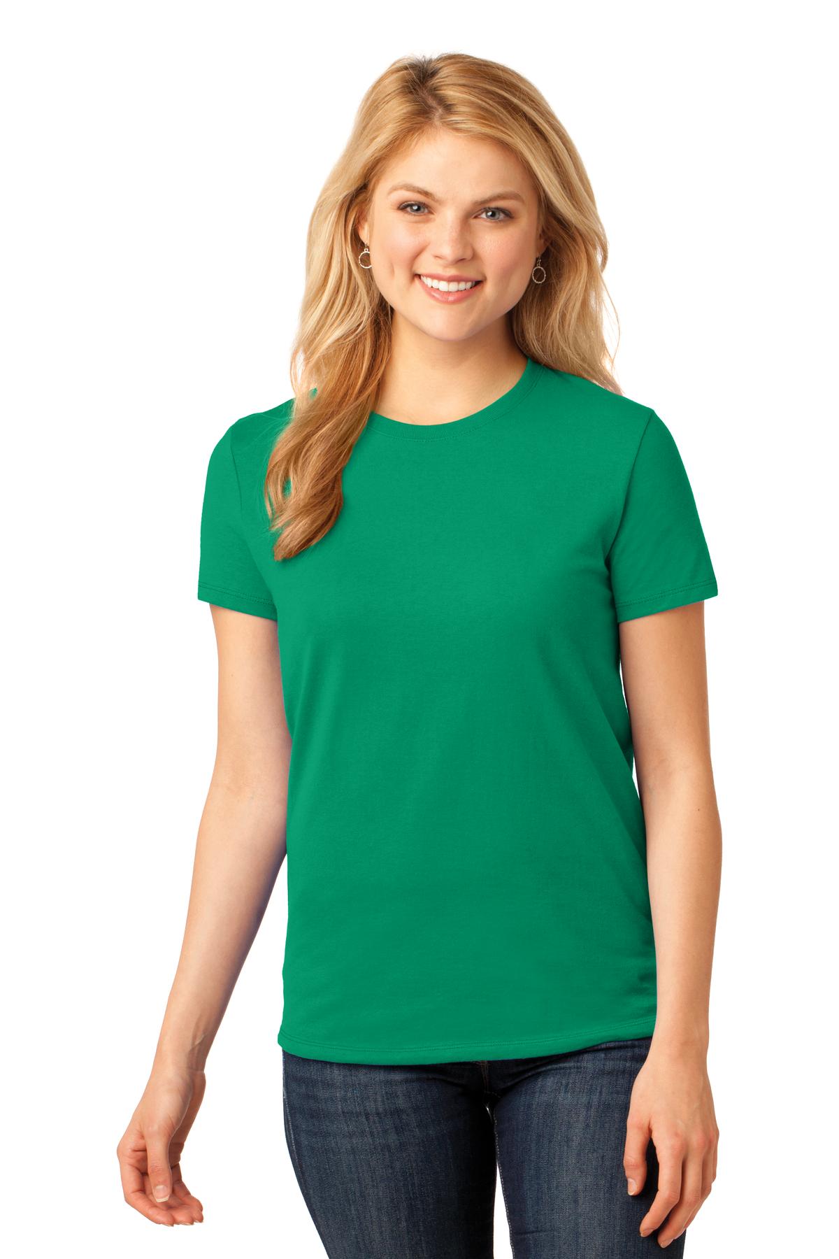 Front View of Kelly Port & Co Women's Core Cotton Tee. LPC54 plain