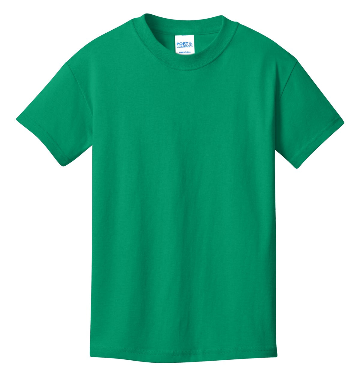 Front View of Kelly Port & Co Youth Core Cotton Tee. PC54Y plain