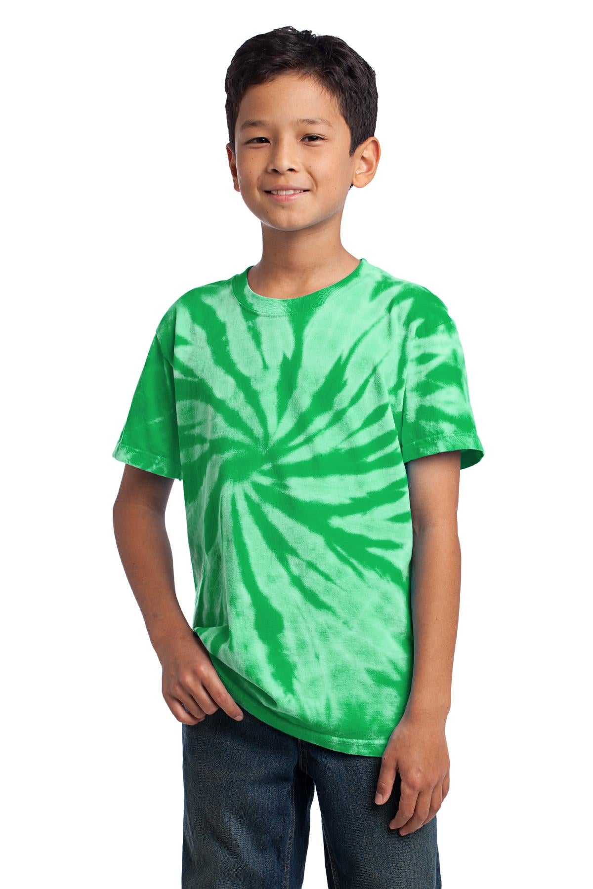 Front View of Kelly Port & Co Youth Tie-Dye Tee. PC147Y plain