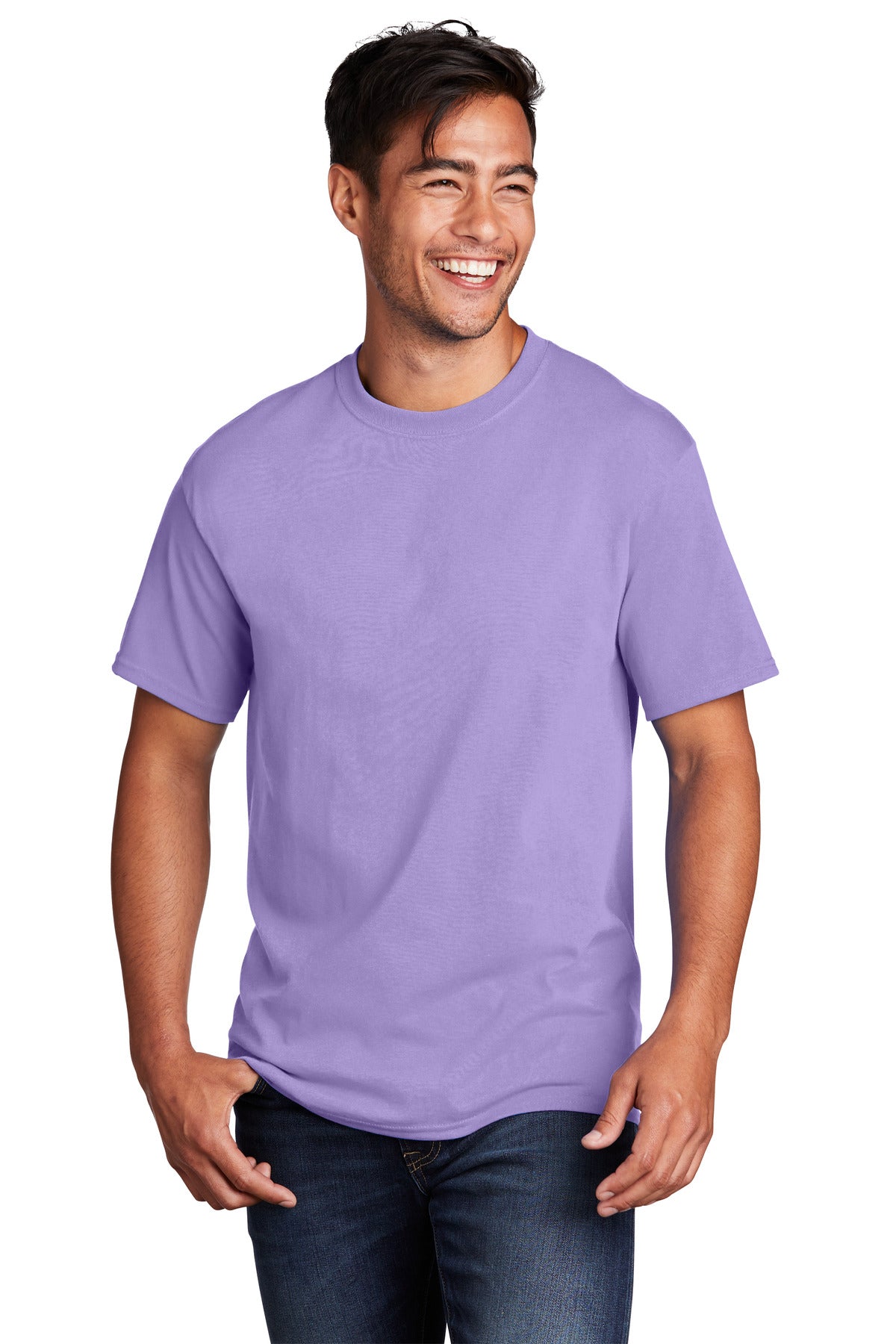 Front View of Lavender Port & Co Core Cotton Tee. PC54 plain
