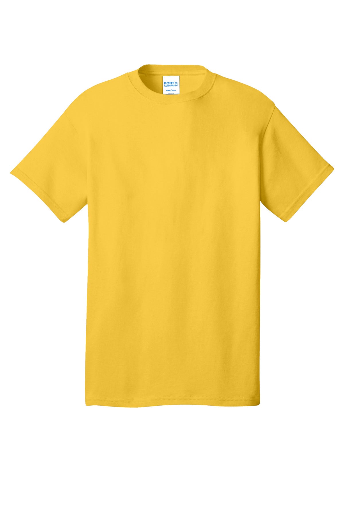 Front View of LemonYllw Port & Co Core Cotton Tee. PC54 plain