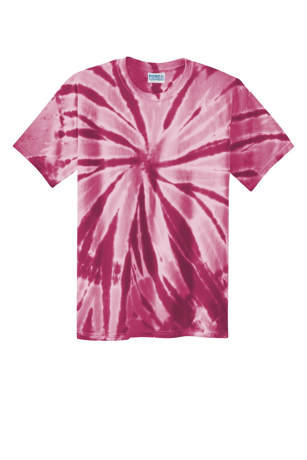 Front View of Maroon Port & Co Tie-Dye Tee. PC147